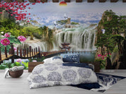3D Chinese Style Landscape Painting Waterfall Wall Mural WallpaperSWW5100- Jess Art Decoration