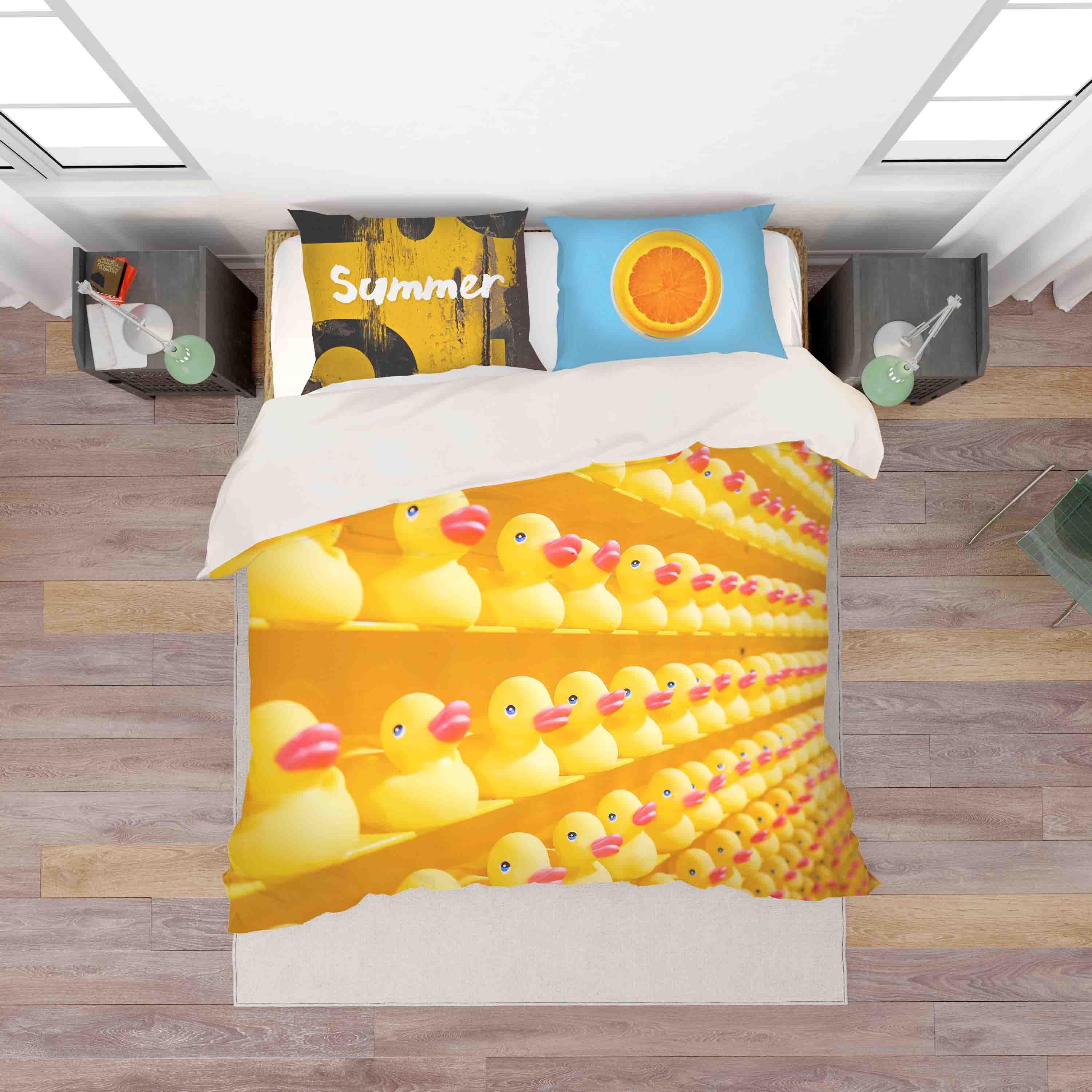 3D Yellow Toy Duck Quilt Cover Set Bedding Set Pillowcases 145- Jess Art Decoration