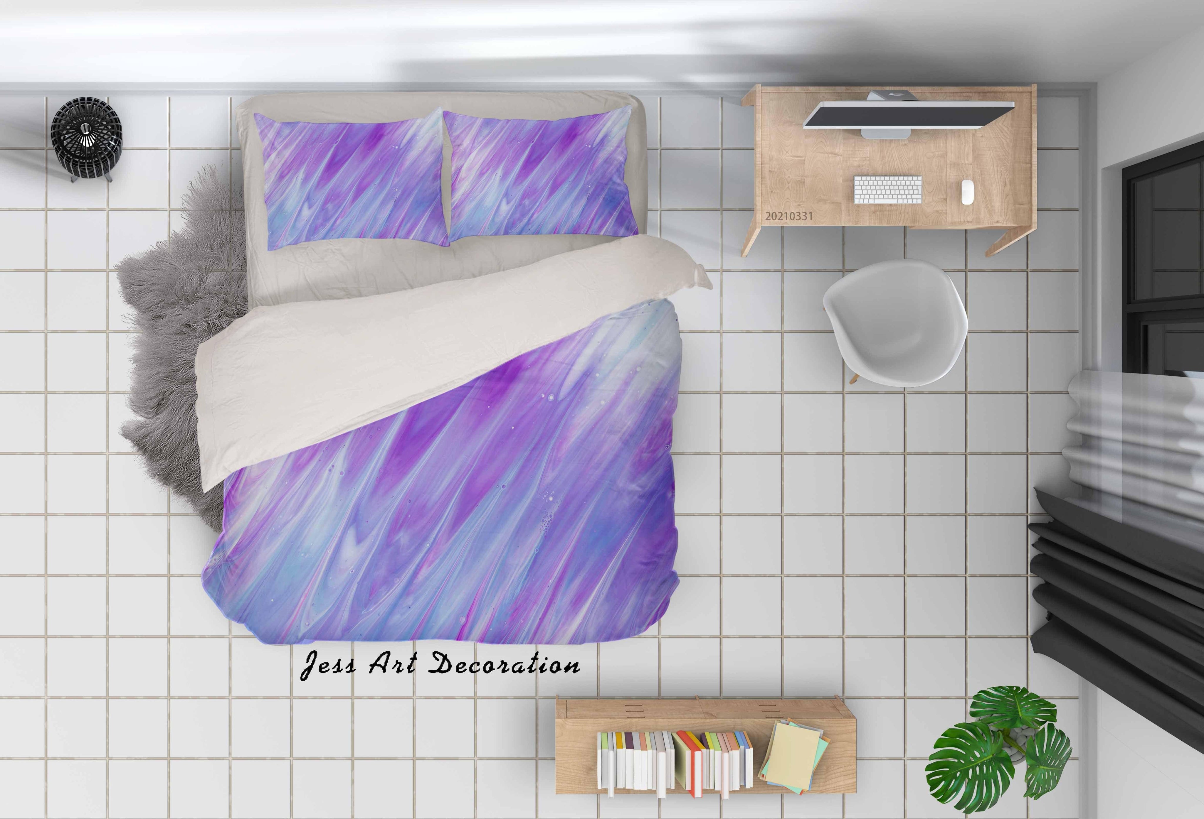 3D Abstract Purple Marble Texture Quilt Cover Set Bedding Set Duvet Cover Pillowcases 271- Jess Art Decoration