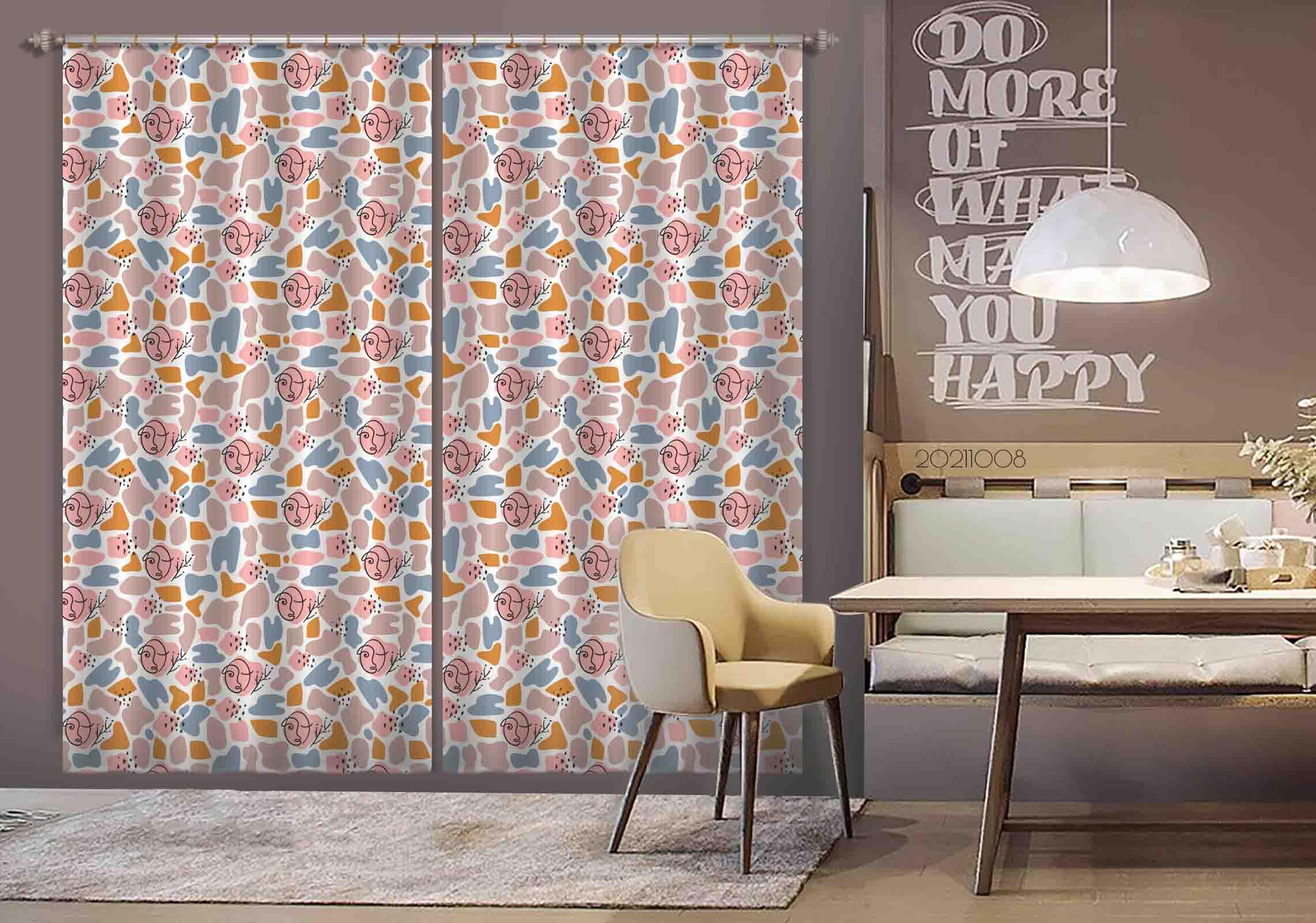3D Abstract Color Floral Shape Curtains and Drapes LQH 10- Jess Art Decoration