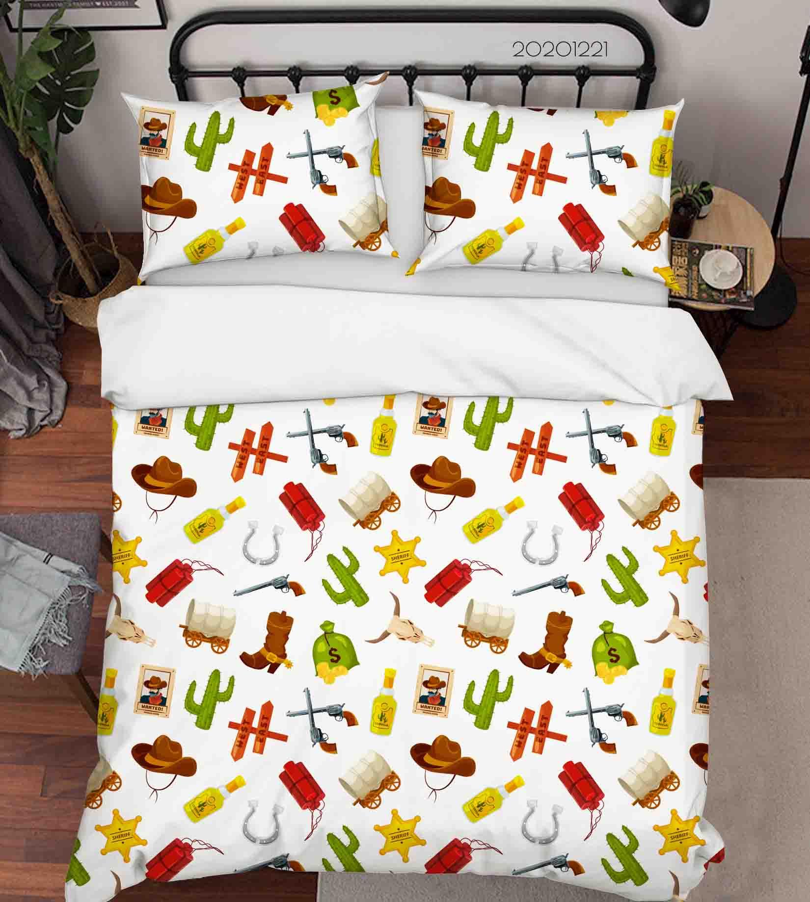 3D Hand Drawn Cowboy Costume Cactus Quilt Cover Set Bedding Set Duvet Cover Pillowcases 187 LQH- Jess Art Decoration