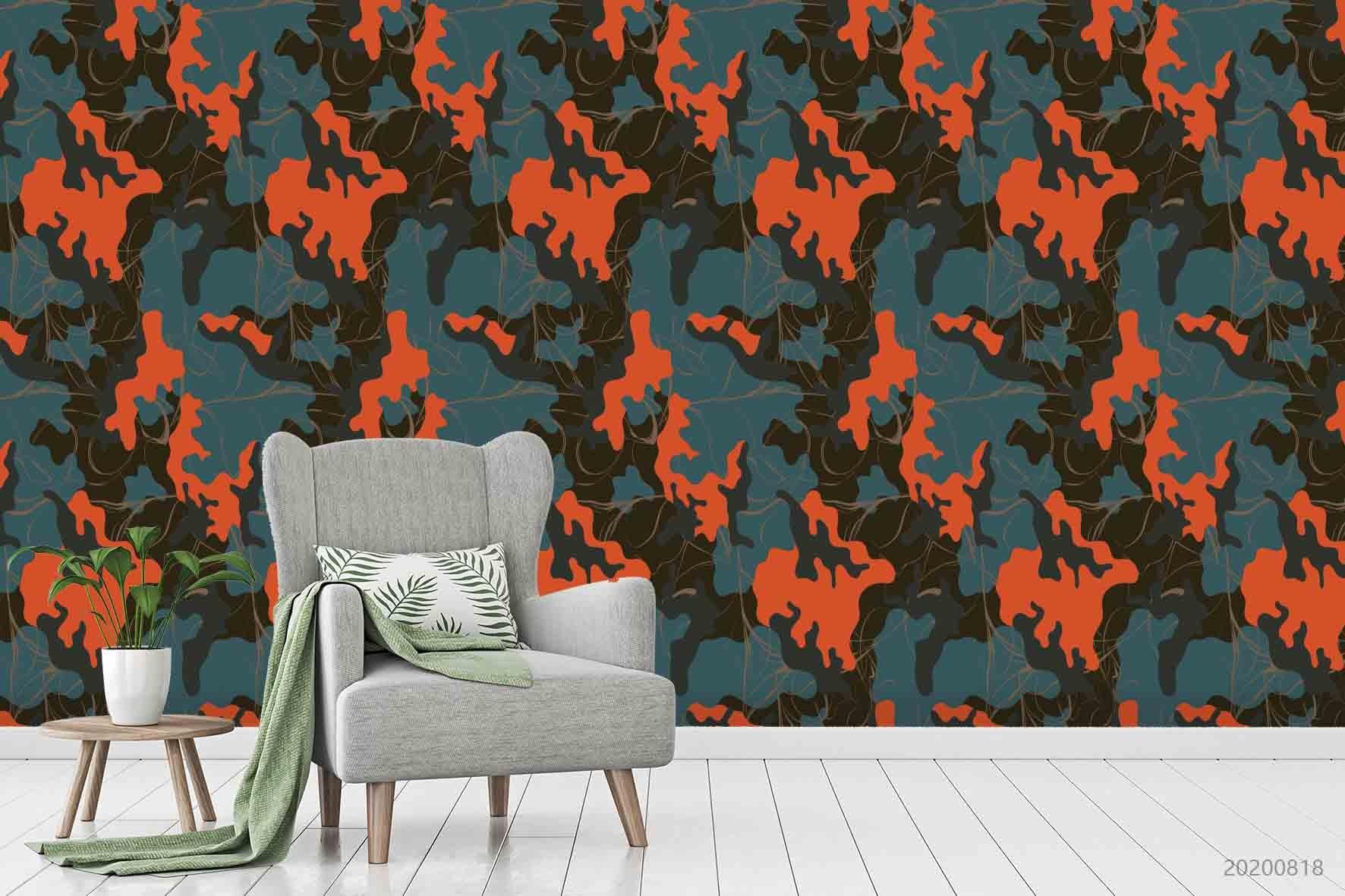 3D Vintage Camouflage Pattern Wall Mural Wallpaper LXL 1147- Jess Art Decoration