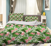 3D Colourful Flowers Leaves Pattern Quilt Cover Set Bedding Set Duvet Cover Pillowcases WJ 1337- Jess Art Decoration