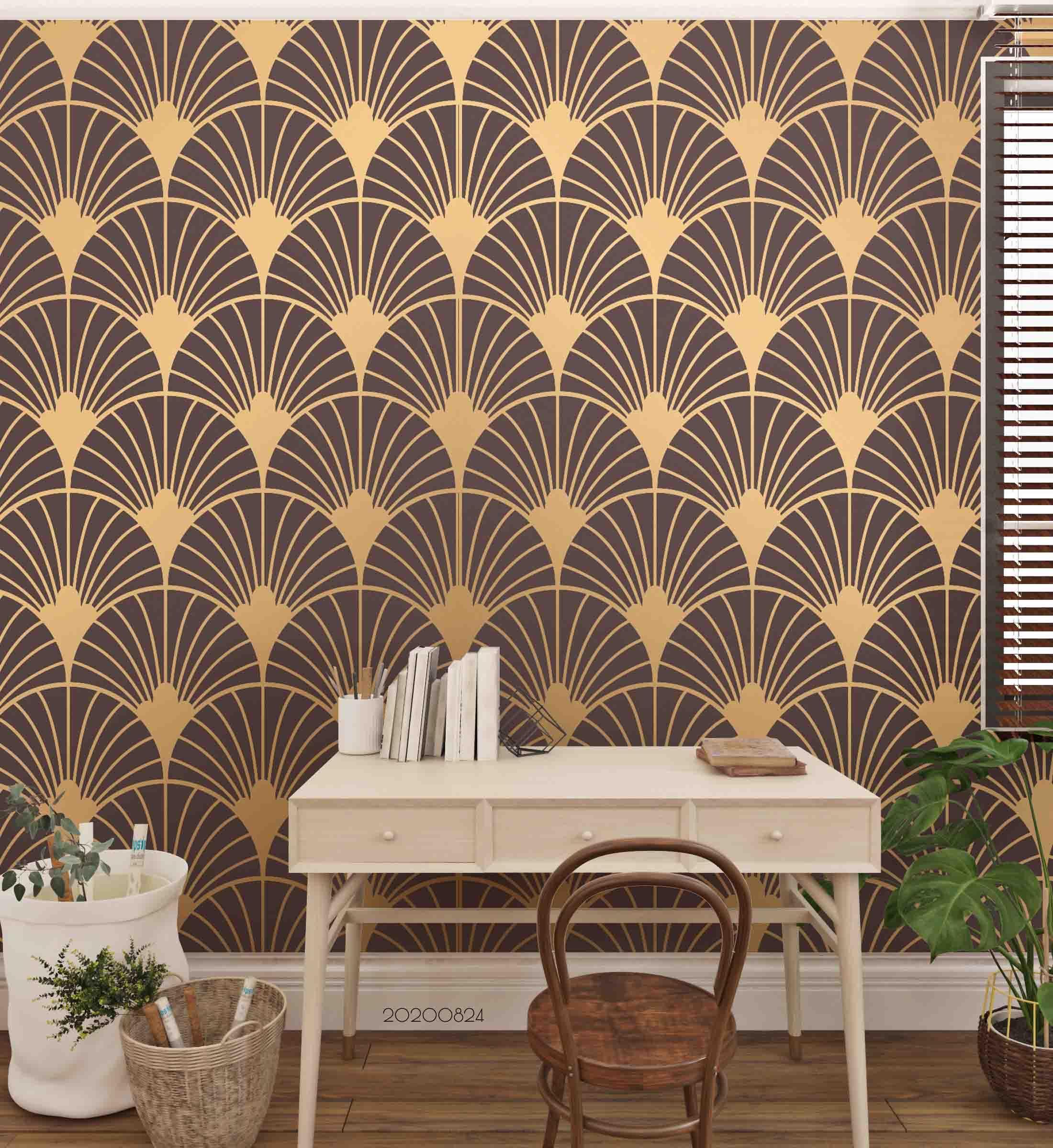 3D Abstract Gold Line Geometry Art Wall Mural Wallpaper 29 LQH- Jess Art Decoration