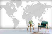 3D Grey World Map Wall Mural Wallpaper LQH 60- Jess Art Decoration