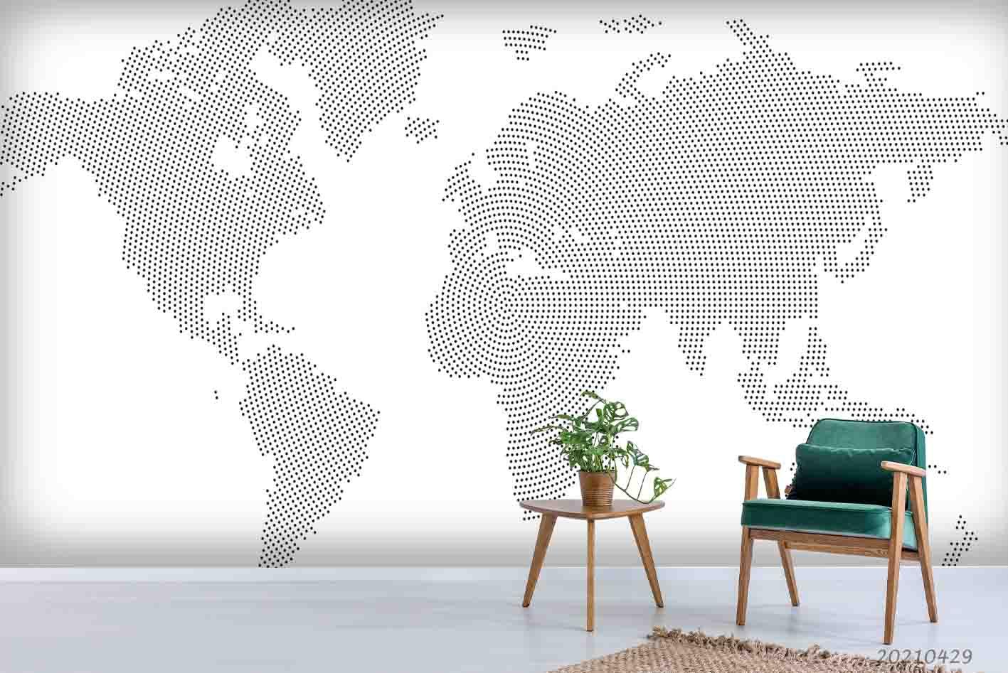 3D Grey World Map Wall Mural Wallpaper LQH 60- Jess Art Decoration