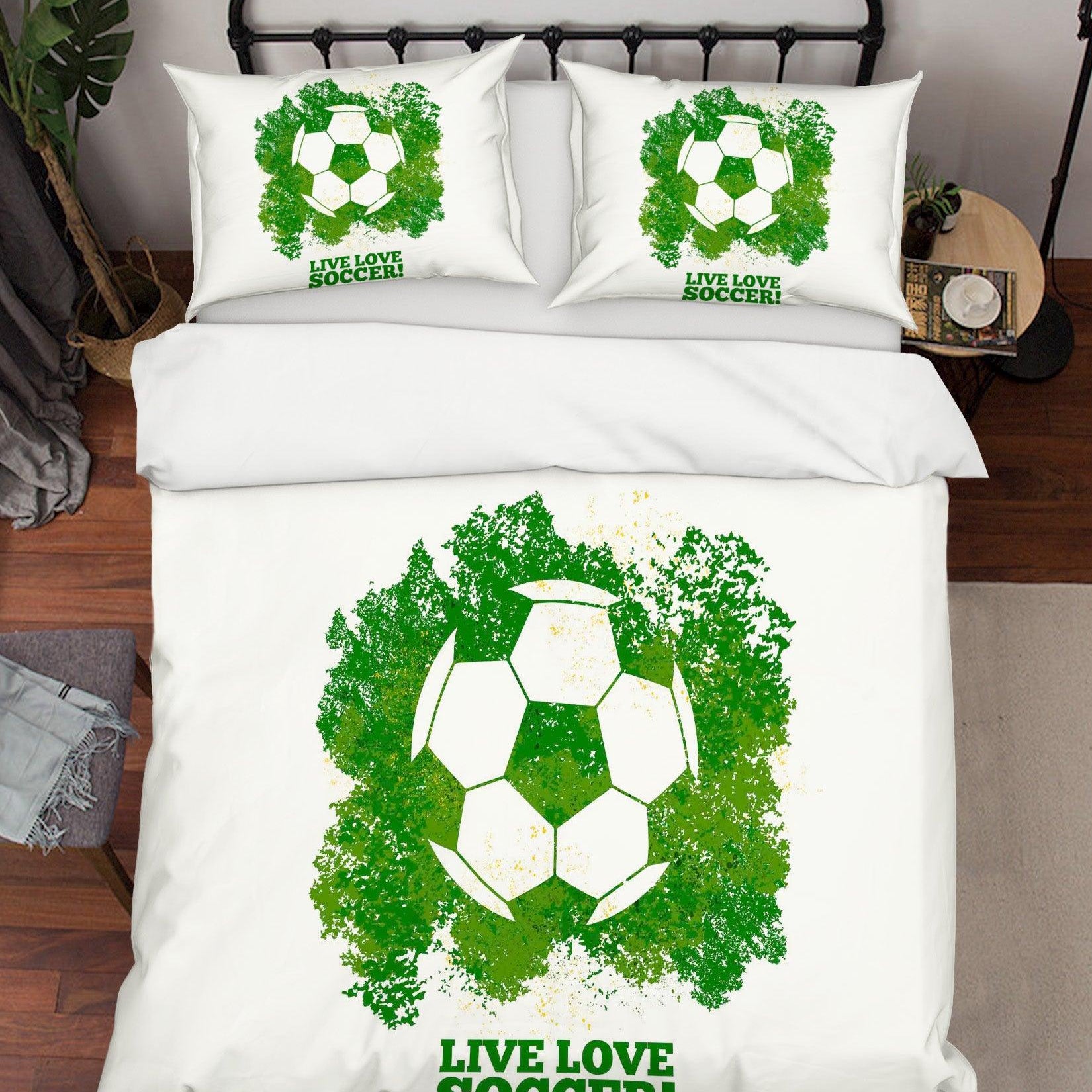 3D Football Soccer Quilt Cover Set Bedding Set Pillowcases 74- Jess Art Decoration