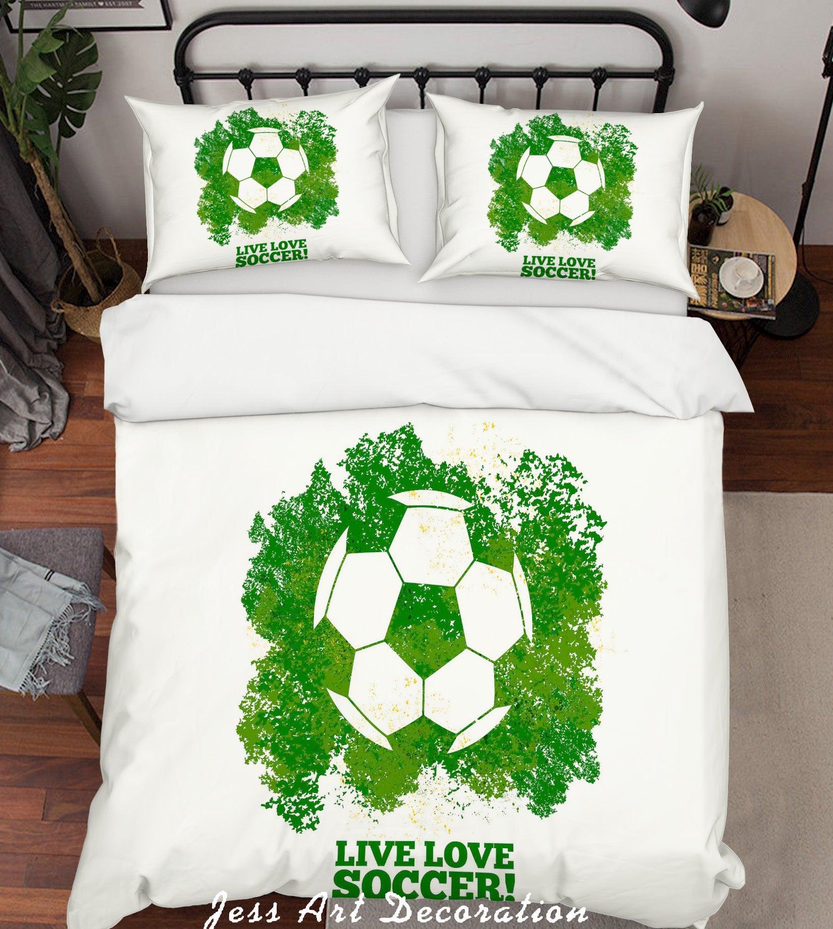 3D Football Soccer Quilt Cover Set Bedding Set Pillowcases 74- Jess Art Decoration