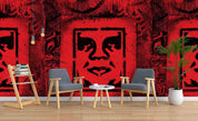 3D Red Graffiti Art Character Wall Mural Wallpaper ZY D72- Jess Art Decoration