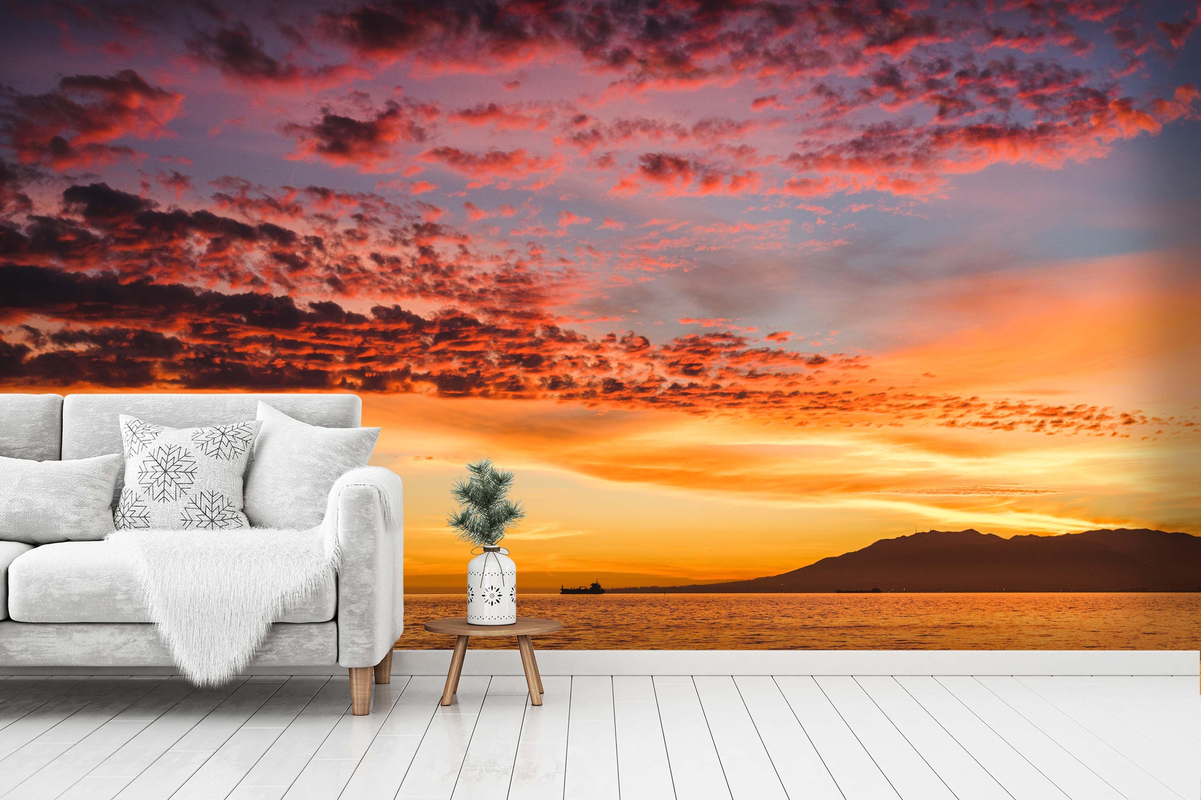 3D sunset clouds sea wall mural wallpaper 85- Jess Art Decoration