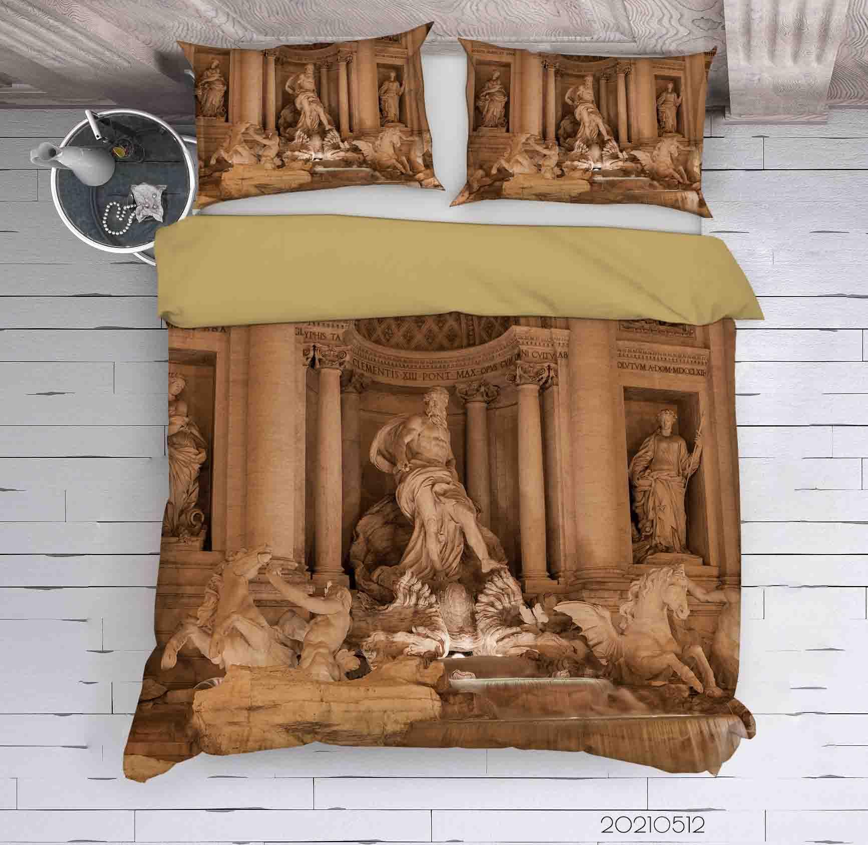 3D Rome Fountain Sculpture Architecture Quilt Cover Set Bedding Set Duvet Cover Pillowcases 301- Jess Art Decoration