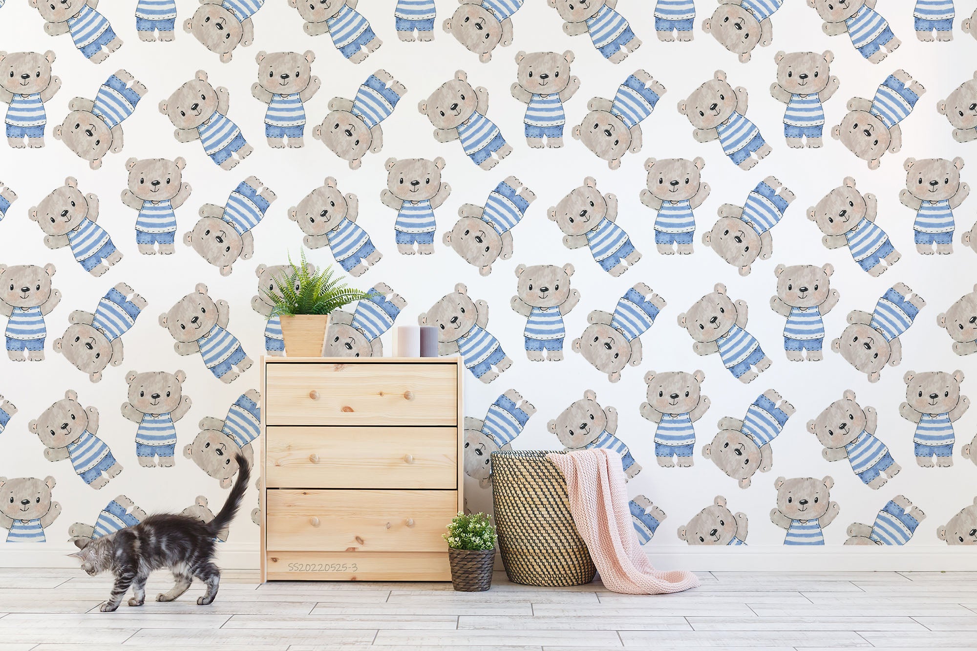 3D Cartoon Cute Bear Wall Mural Wallpaper GD 373- Jess Art Decoration