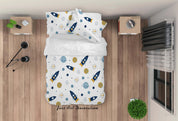 3D Cartoon Space Rocket Planet Quilt Cover Set Bedding Set Duvet Cover Pillowcases 17- Jess Art Decoration