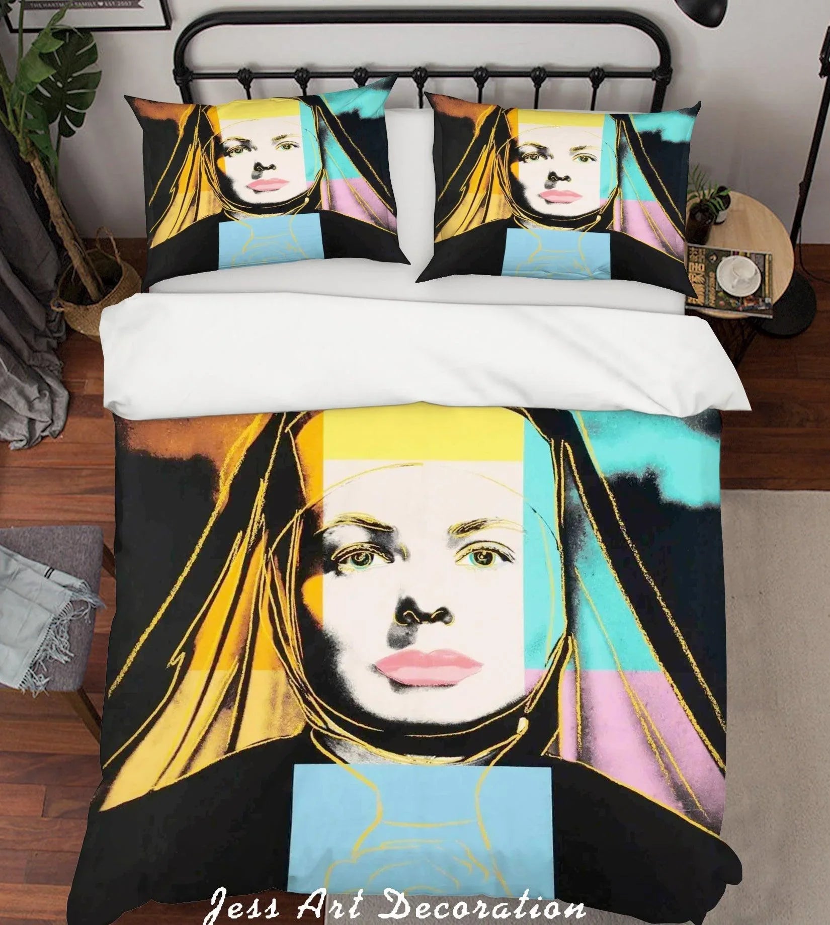 3D Oil Painting Fine Art Colorful Nun Figure Quilt Cover Set Bedding Set Duvet Cover Pillowcases LXL- Jess Art Decoration