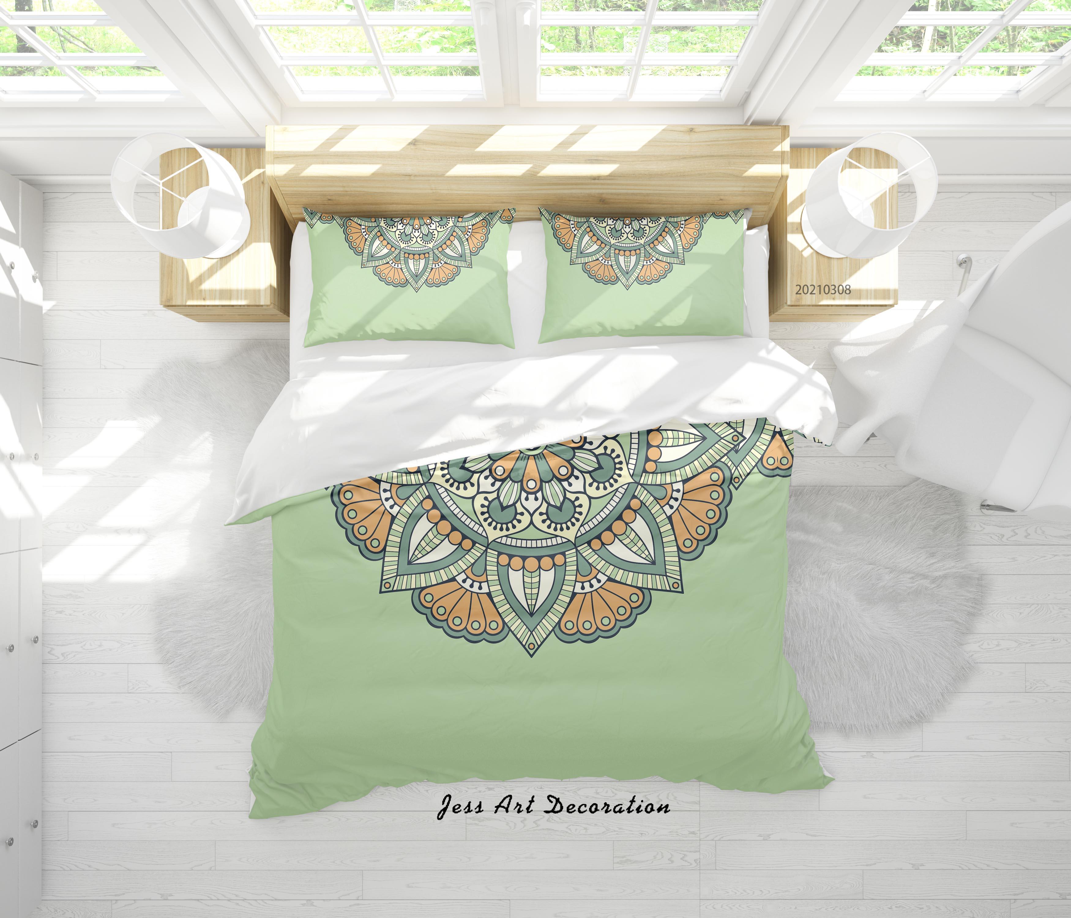 3D Abstract Green Floral Quilt Cover Set Bedding Set Duvet Cover Pillowcases 305- Jess Art Decoration