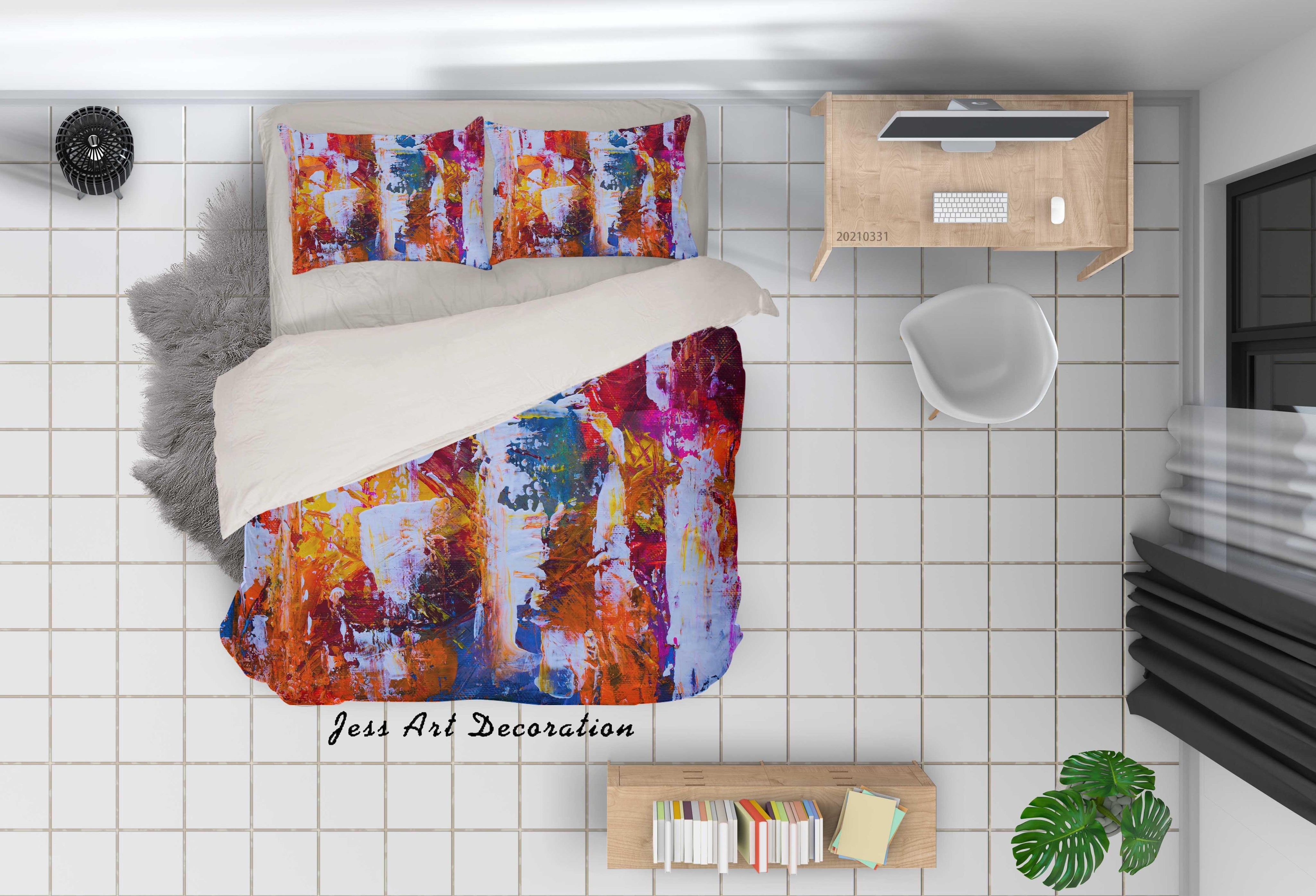 3D Abstract Color Graffiti Quilt Cover Set Bedding Set Duvet Cover Pillowcases 300- Jess Art Decoration