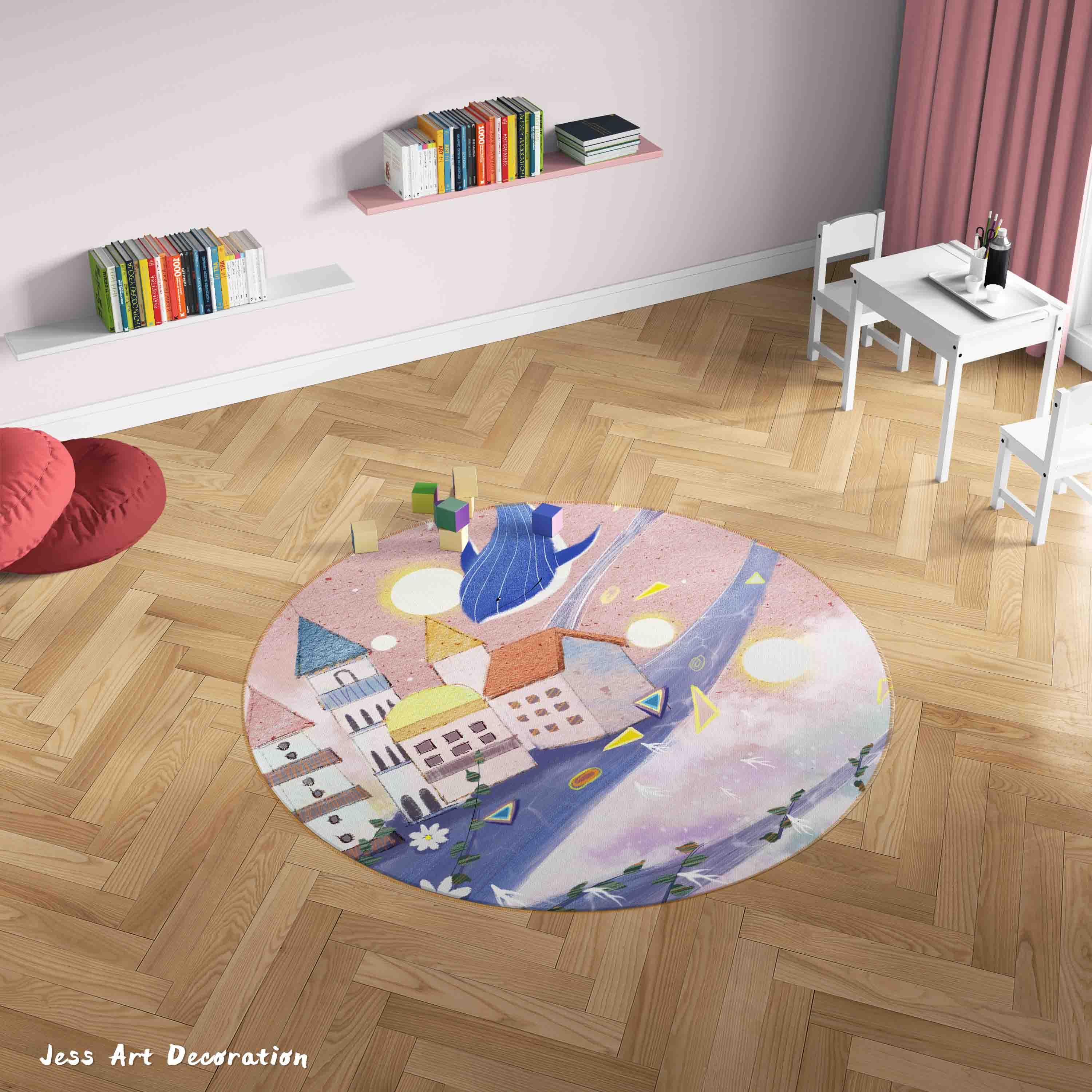 3D Cartoon Illustration Kids Non-Slip Round Rug Mat 16- Jess Art Decoration