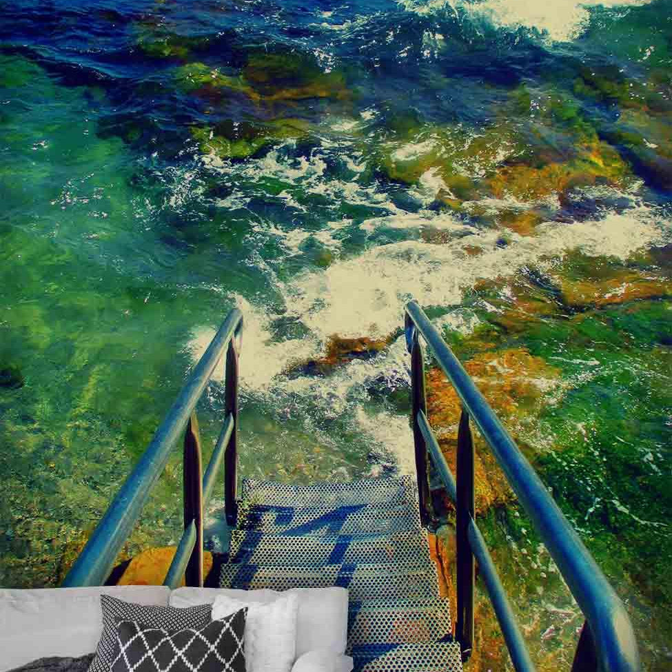 3D Sea Wave Steps Wall Mural Wallpaper 50- Jess Art Decoration