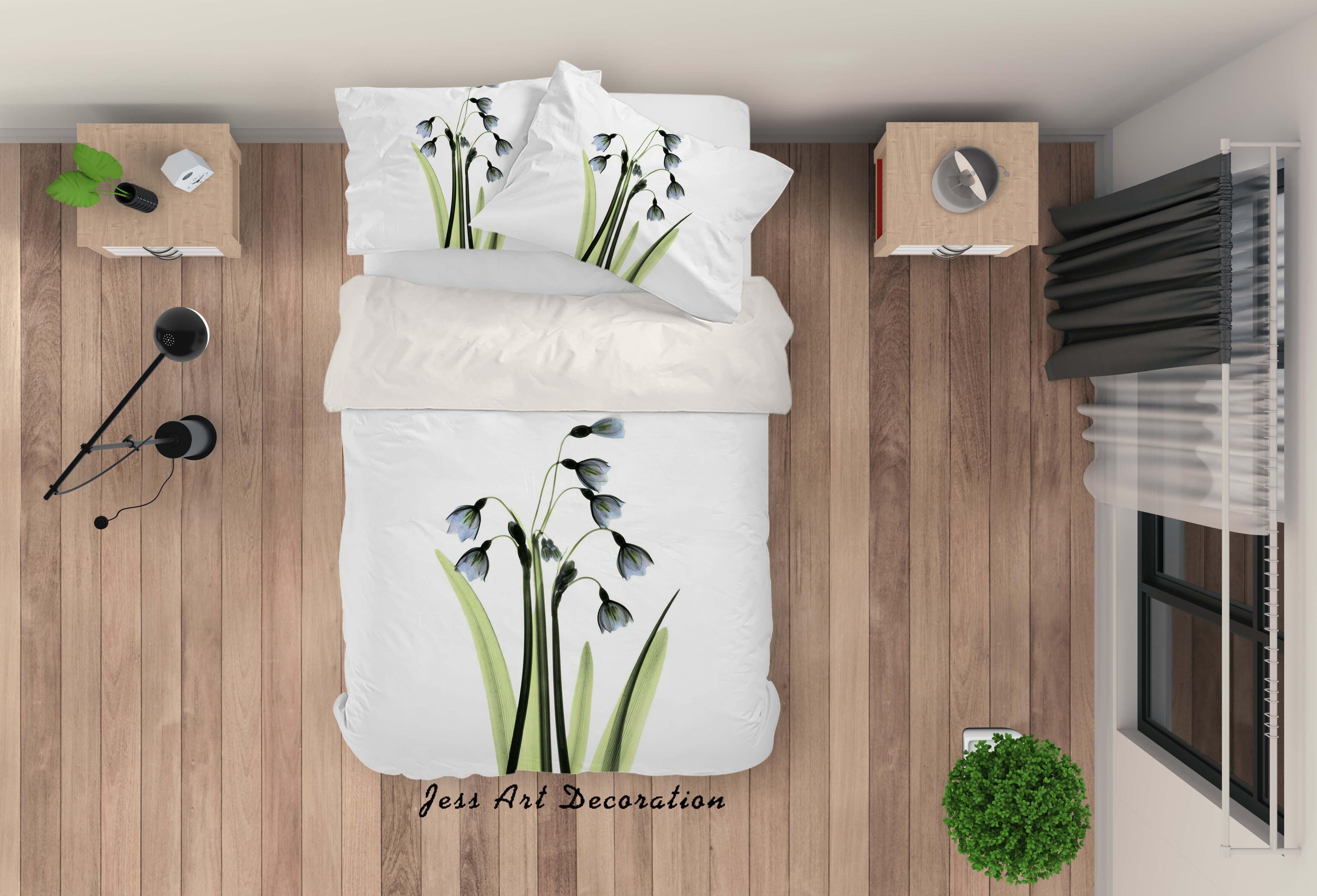 3D White Floral Quilt Cover Set Bedding Set Pillowcases 02- Jess Art Decoration
