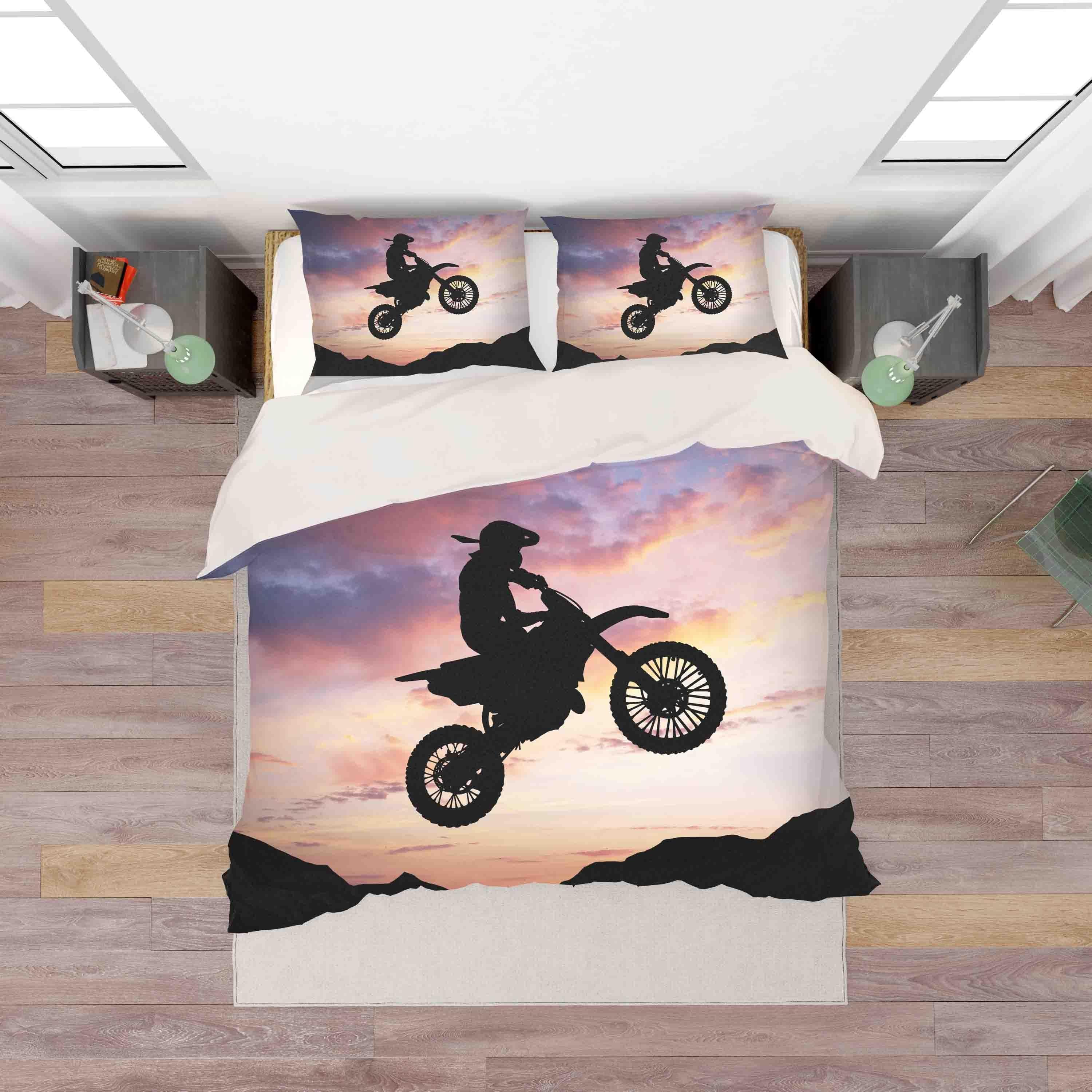 3D Dirt Bike Quilt Cover Set Bedding Set Pillowcases A150 LQH- Jess Art Decoration