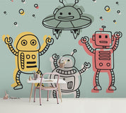 3D Cartoon Robot Spaceship Wall Mural Wallpaper 13- Jess Art Decoration