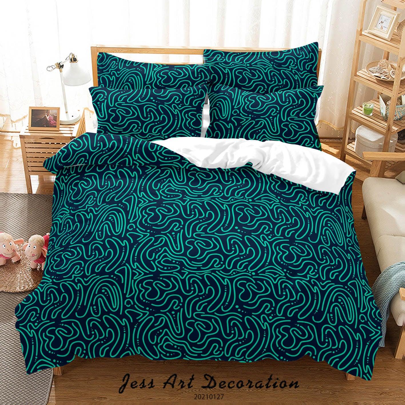 3D Abstract Green Geometry Line Quilt Cover Set Bedding Set Duvet Cover Pillowcases 179- Jess Art Decoration