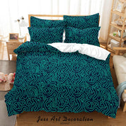 3D Abstract Green Geometry Line Quilt Cover Set Bedding Set Duvet Cover Pillowcases 179- Jess Art Decoration