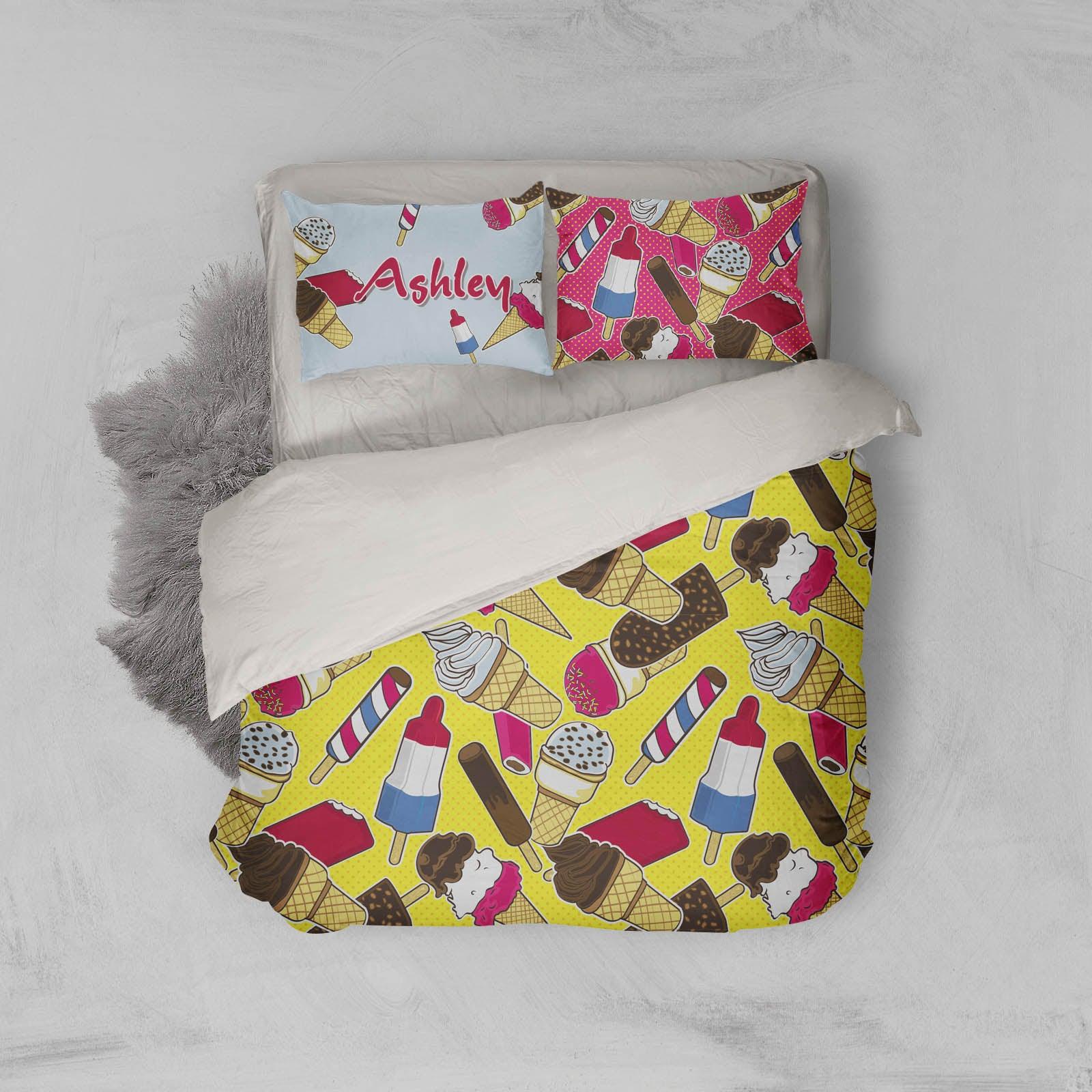 3D Ice Cream Yellow Quilt Cover Set Bedding Set Pillowcases 53- Jess Art Decoration