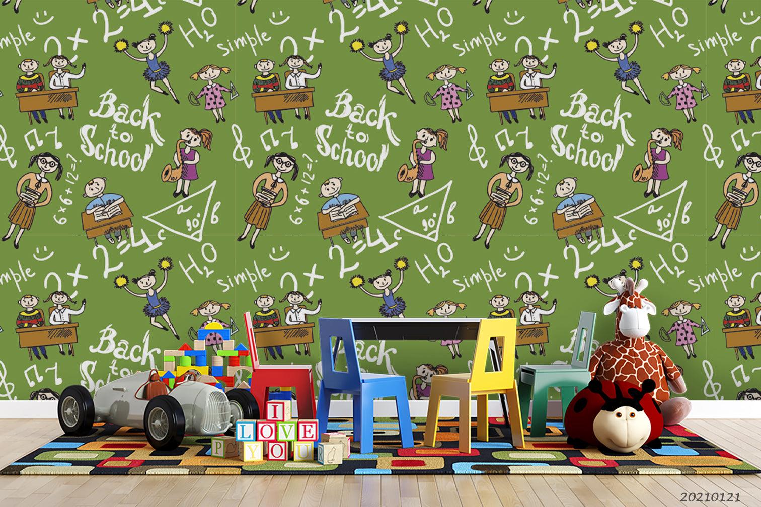 3D Teacher Student Classroom Mathematical Wall Mural Wallpaper LQH 64- Jess Art Decoration