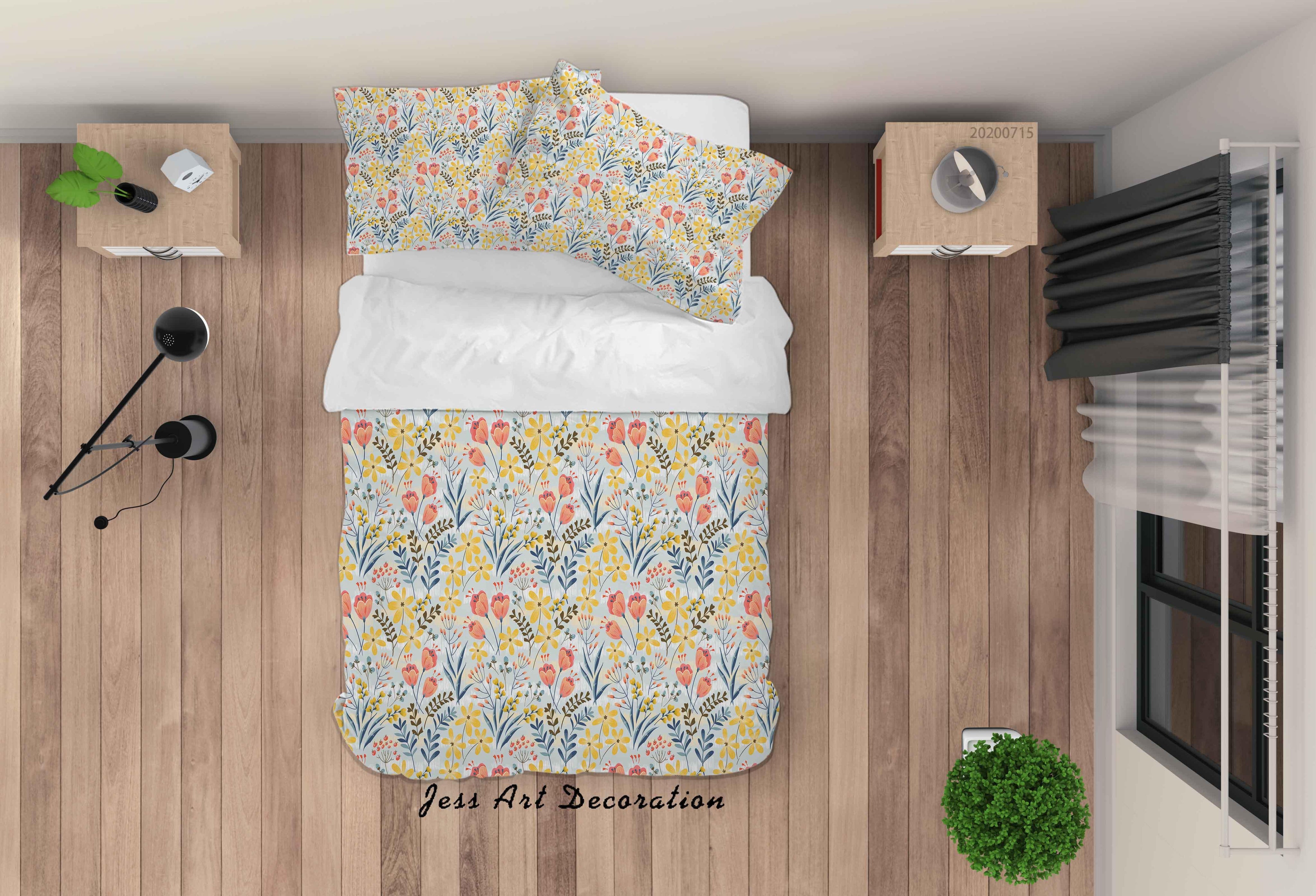 3D Colourful Plant Leaves Floral Pattern Quilt Cover Set Bedding Set Duvet Cover Pillowcases WJ 3877- Jess Art Decoration