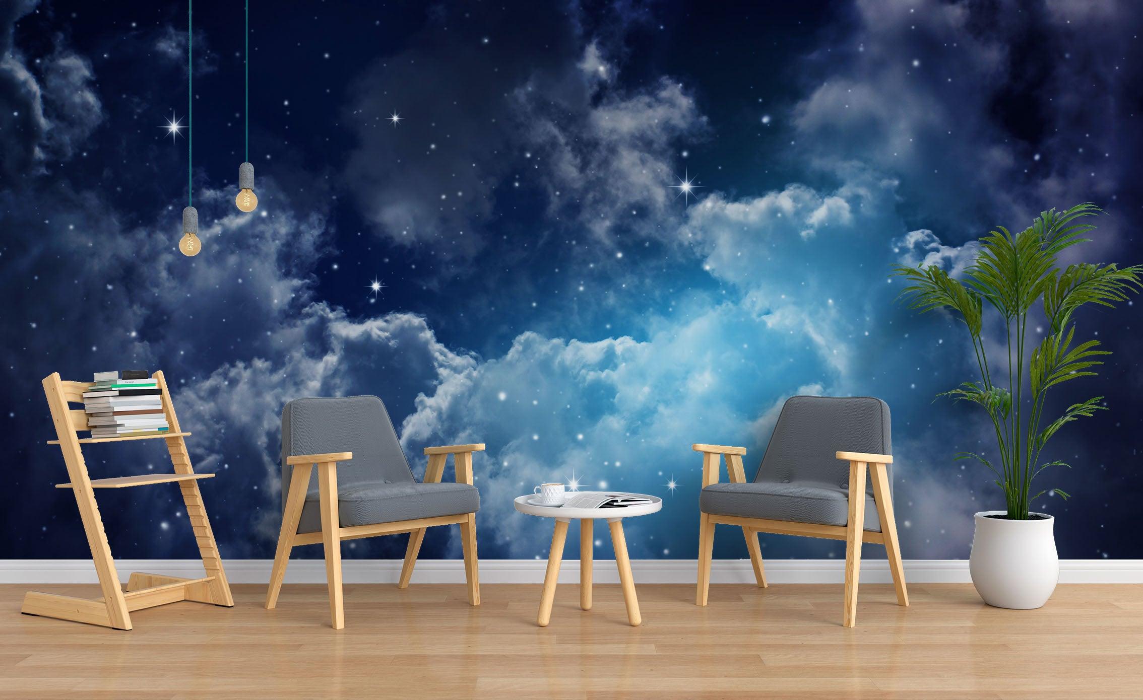 3D Blue Starry Sky Cloud Luminous Star Wall Mural Wallpaper ZY D6- Jess Art Decoration