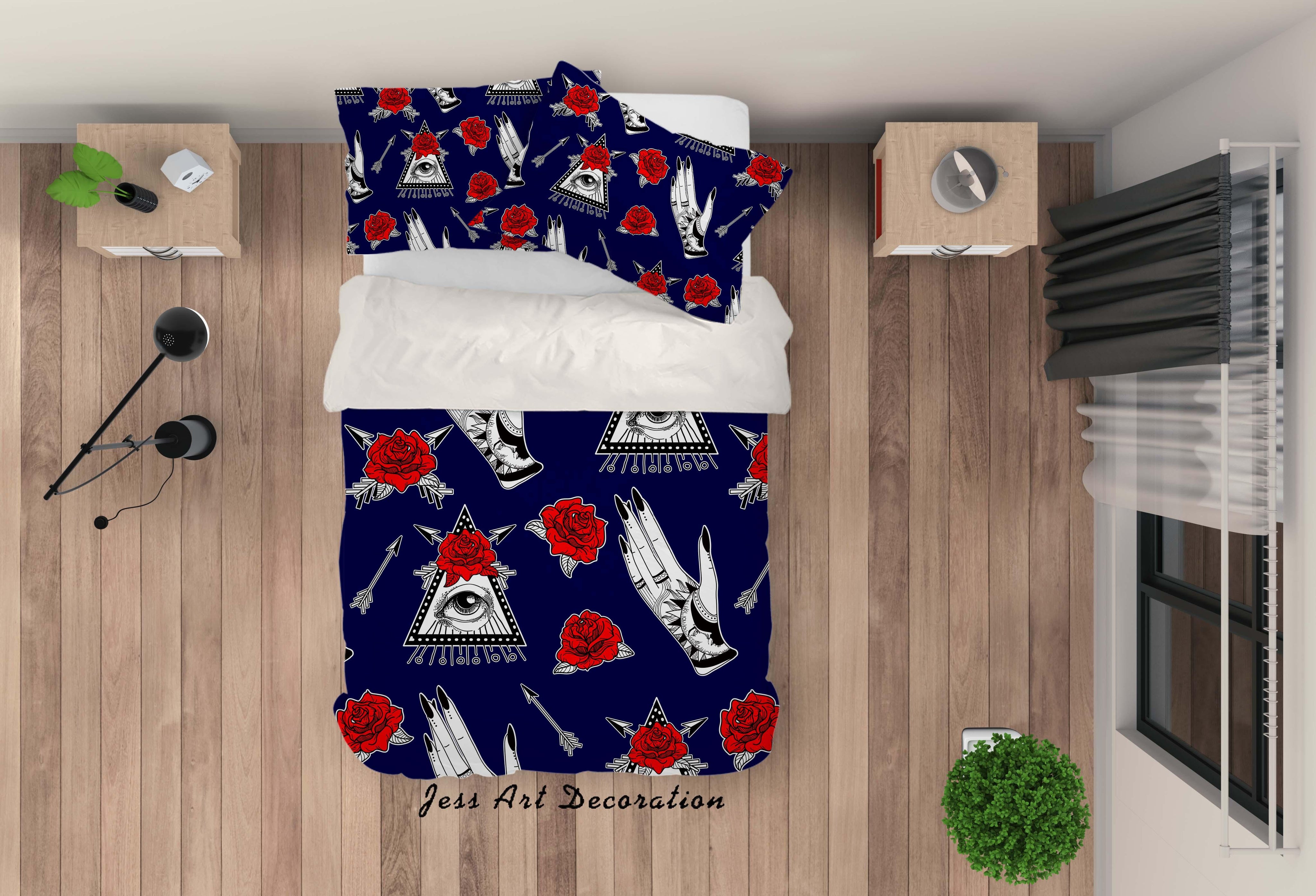 3D Red Rose Quilt Cover Set Bedding Set Pillowcases 18- Jess Art Decoration