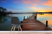 3D Sunset Sky Lake Trestle Wall Mural Wallpaper LQH 707- Jess Art Decoration