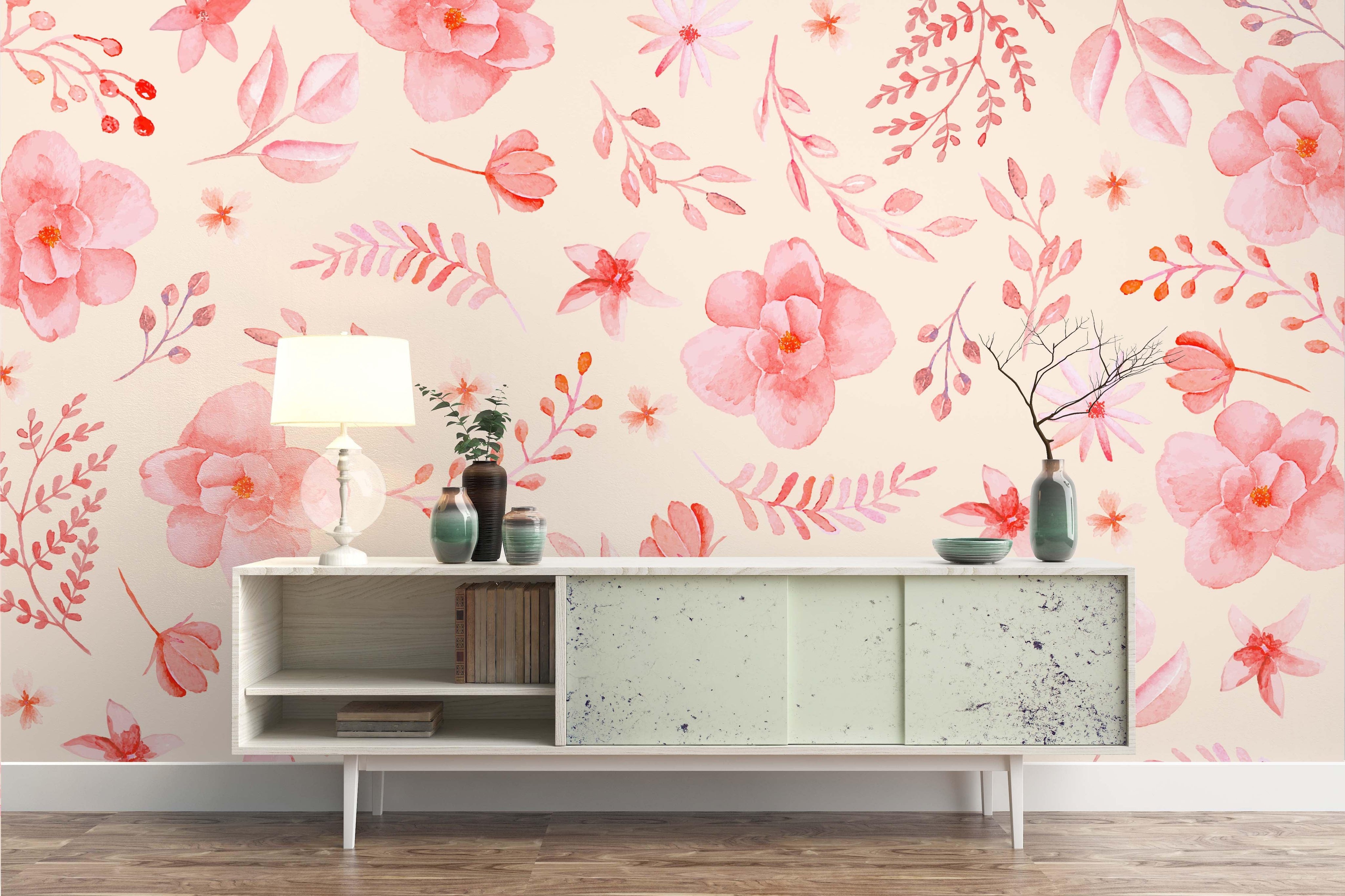 3D Watercolor Pink Floral Wall Mural Wallpaper 48- Jess Art Decoration