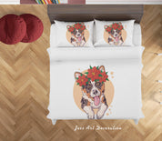3D White Dog Floral Quilt Cover Set Bedding Set Duvet Cover Pillowcases SF123- Jess Art Decoration