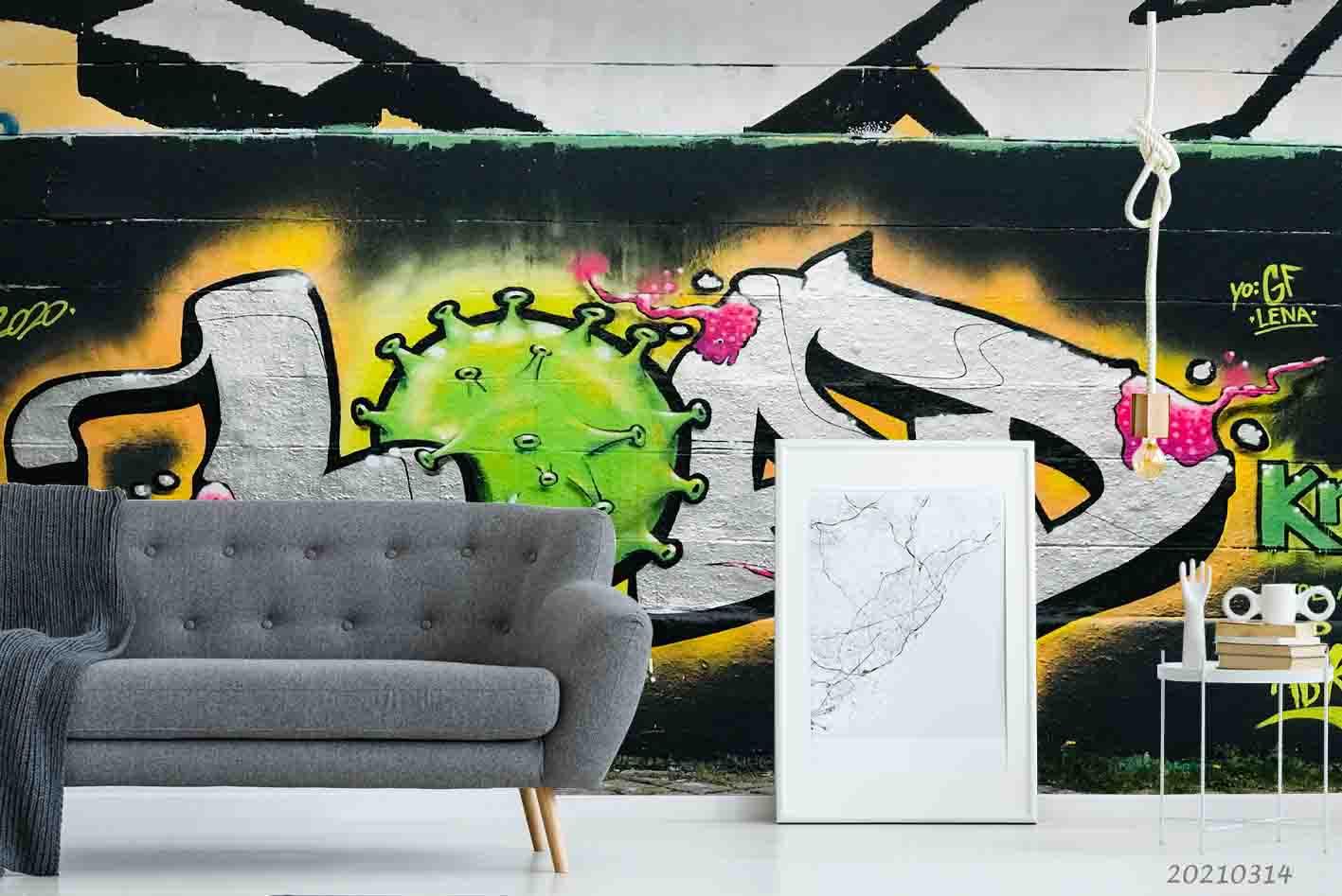 3D Abstract Colored Street Graffiti Wall Mural Wallpaper LQH 204- Jess Art Decoration