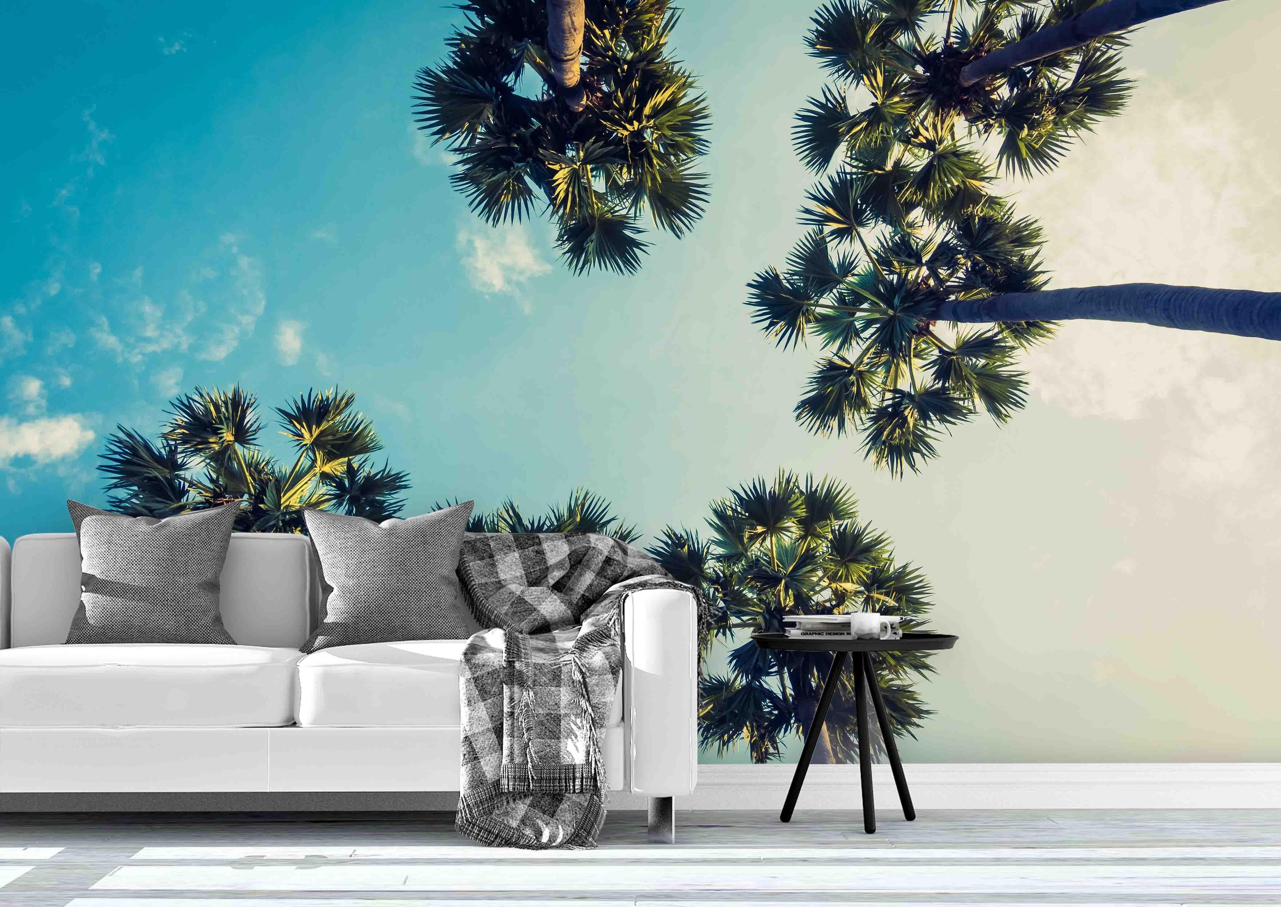 3D beautiful palm tree blue sky wall mural wallpaper 7- Jess Art Decoration