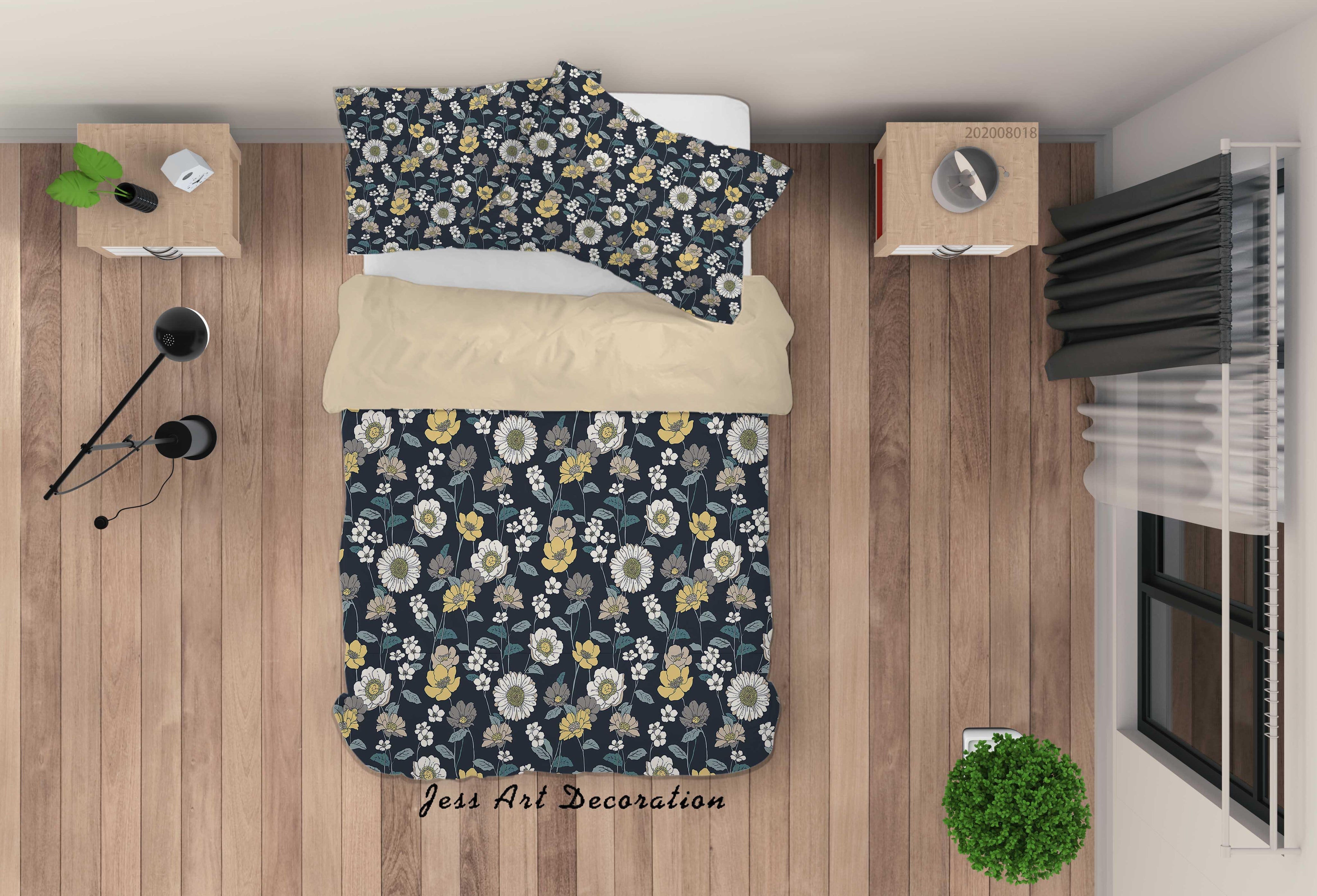 3D Vintage Plant Floral Quilt Cover Set Bedding Set Duvet Cover Pillowcases LXL- Jess Art Decoration