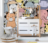 3D Cartoon Color Animal Wall Mural Wallpaper A182 LQH- Jess Art Decoration