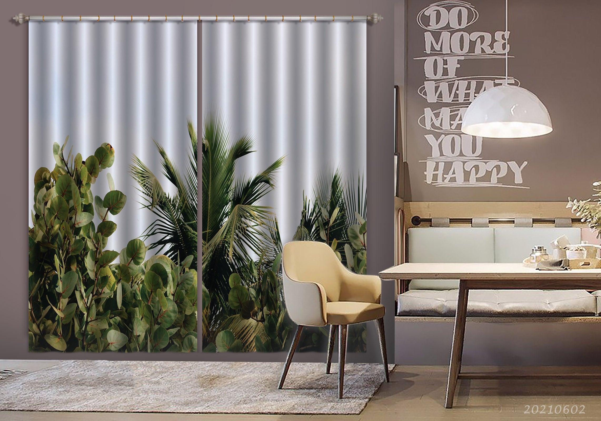 3D Vintage Green Plant Leaf Curtains and Drapes GD 607- Jess Art Decoration
