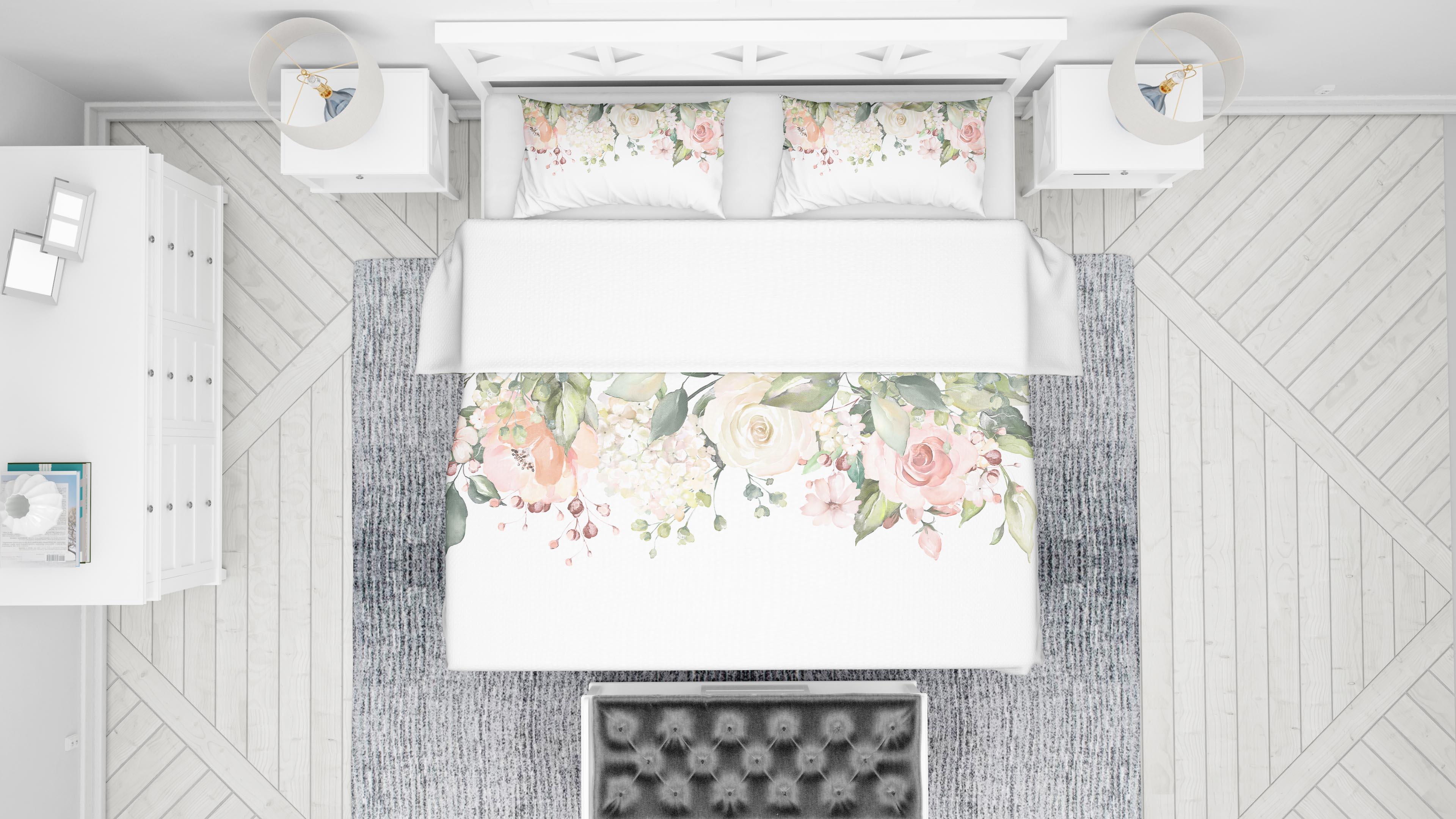 3D Watercolor Pink Floral Quilt Cover Set Bedding Set Pillowcases 134- Jess Art Decoration