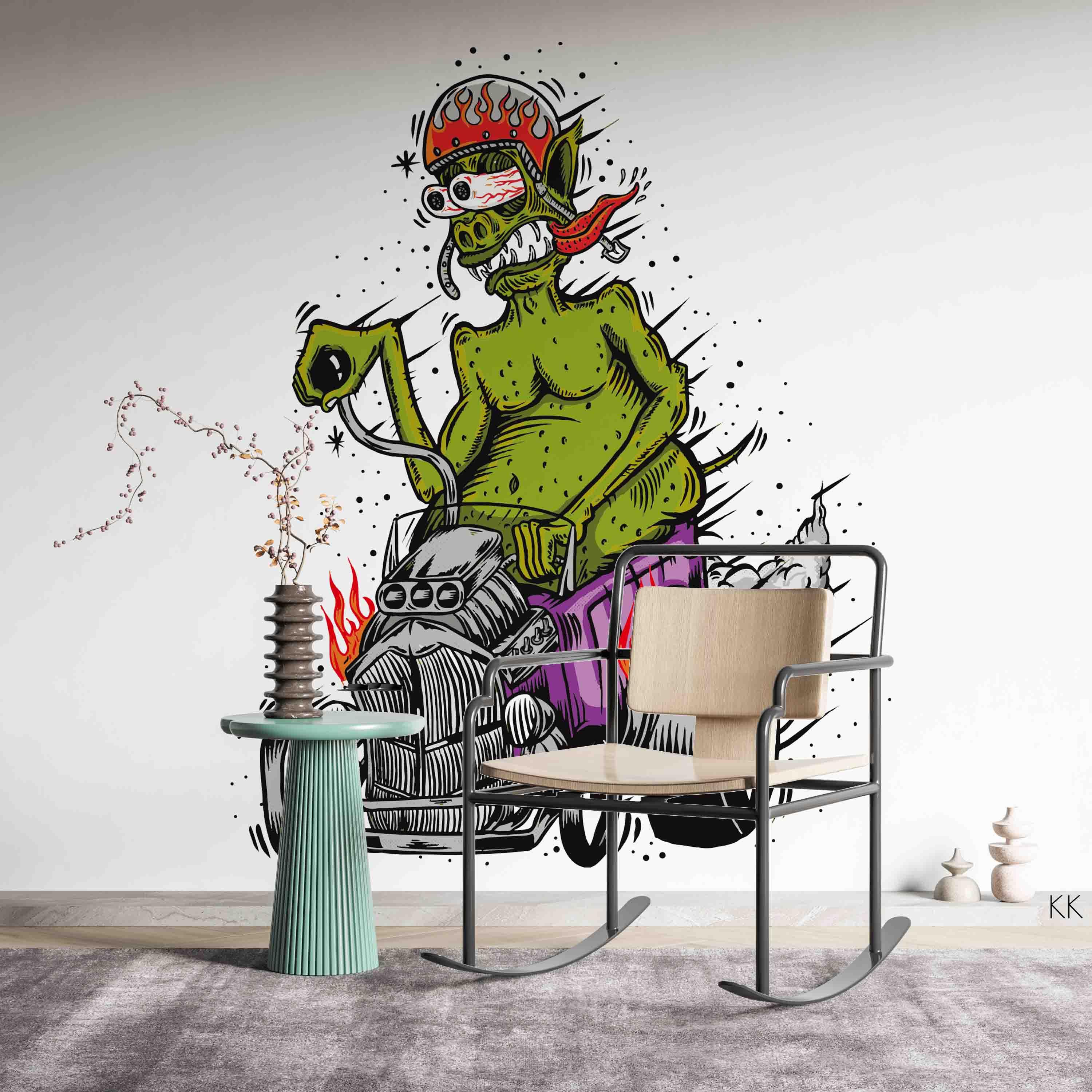 3D Abstract Doodle Monster Drive Pattern Wall Mural Wallpaper GD 3256- Jess Art Decoration