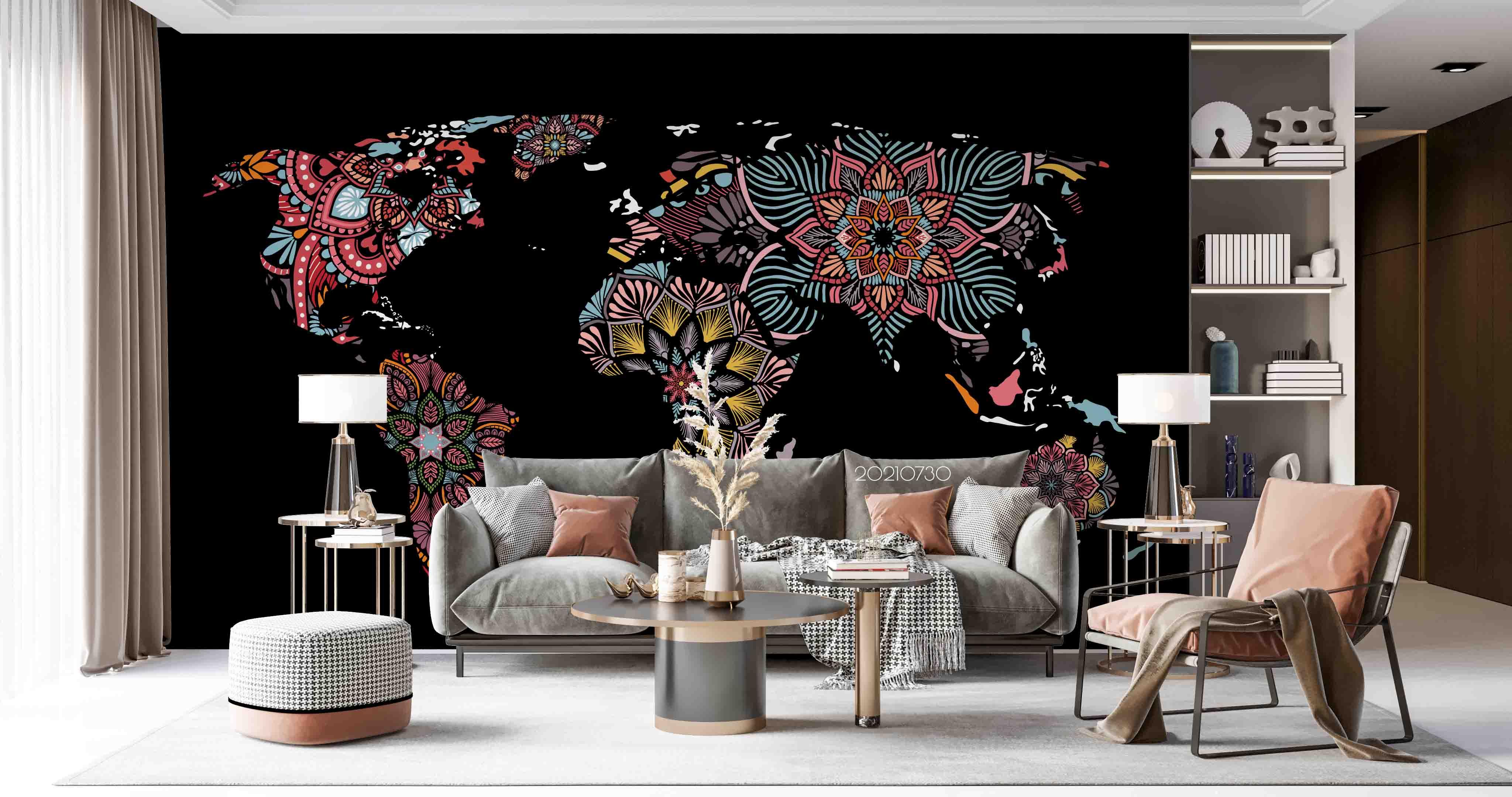 3D Abstract Art Map World Wall Mural Wallpaper SWW4481- Jess Art Decoration