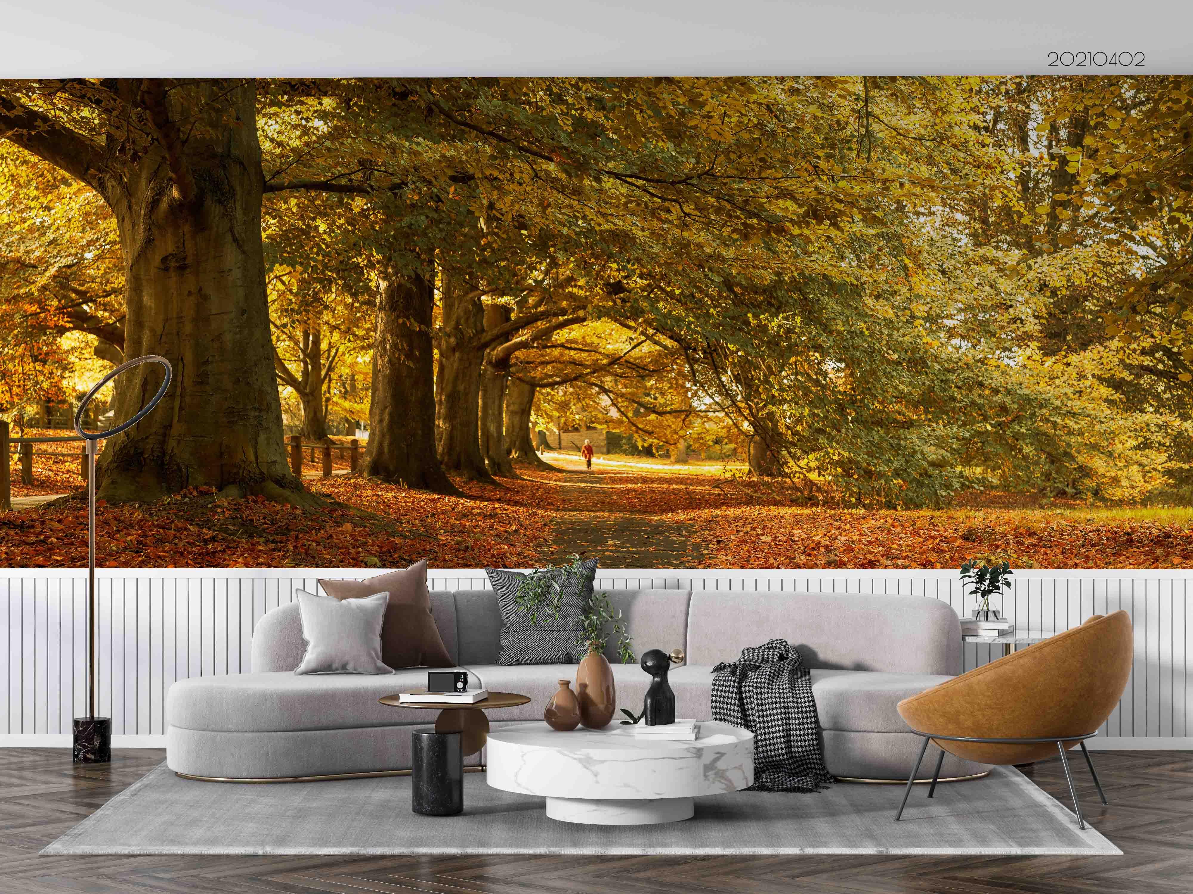 3D Autumn Forest Park Scenery Wall Mural Wallpaper LQH 65- Jess Art Decoration