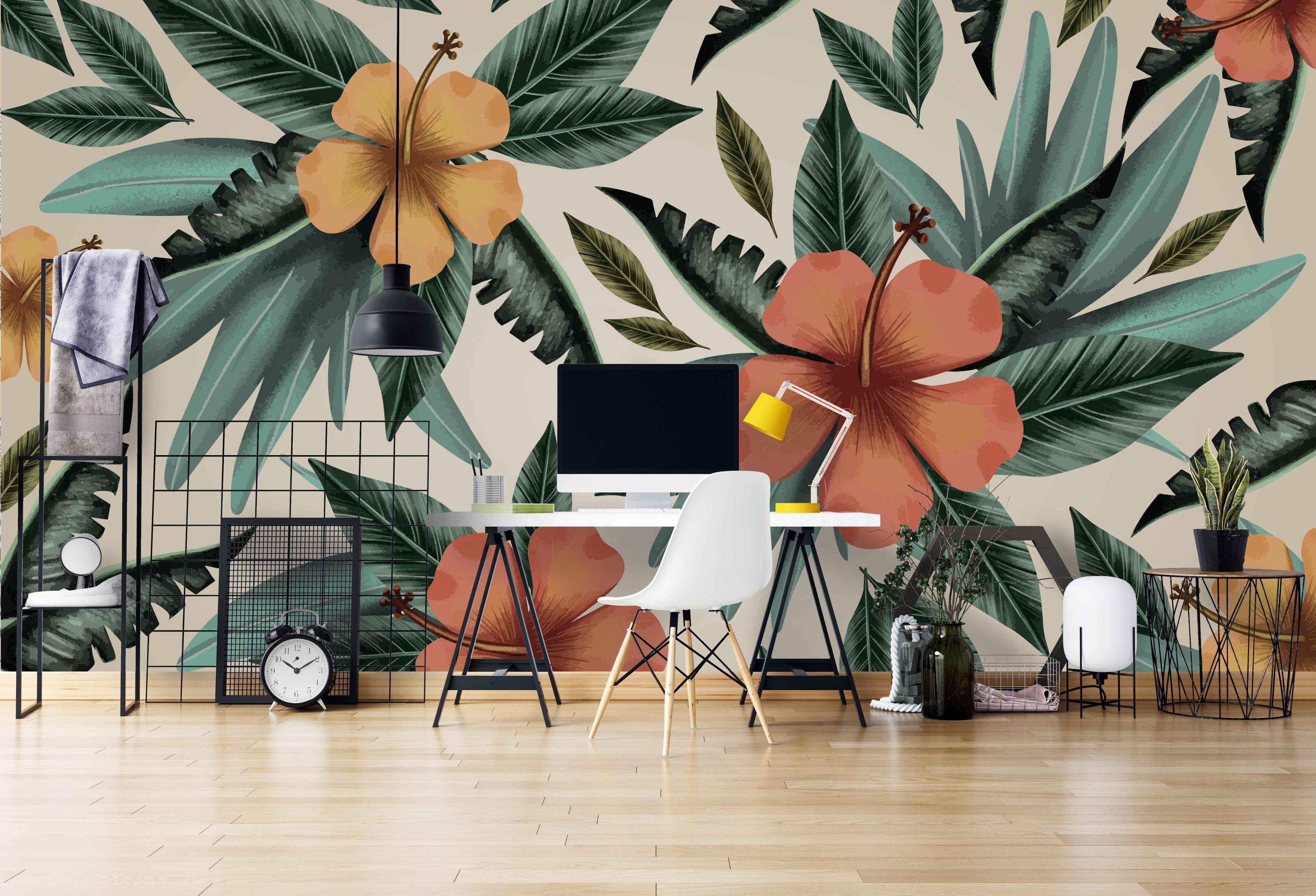 3D Hand Painted Flower Leaves Wall Mural Wallpaper A066 LQH- Jess Art Decoration