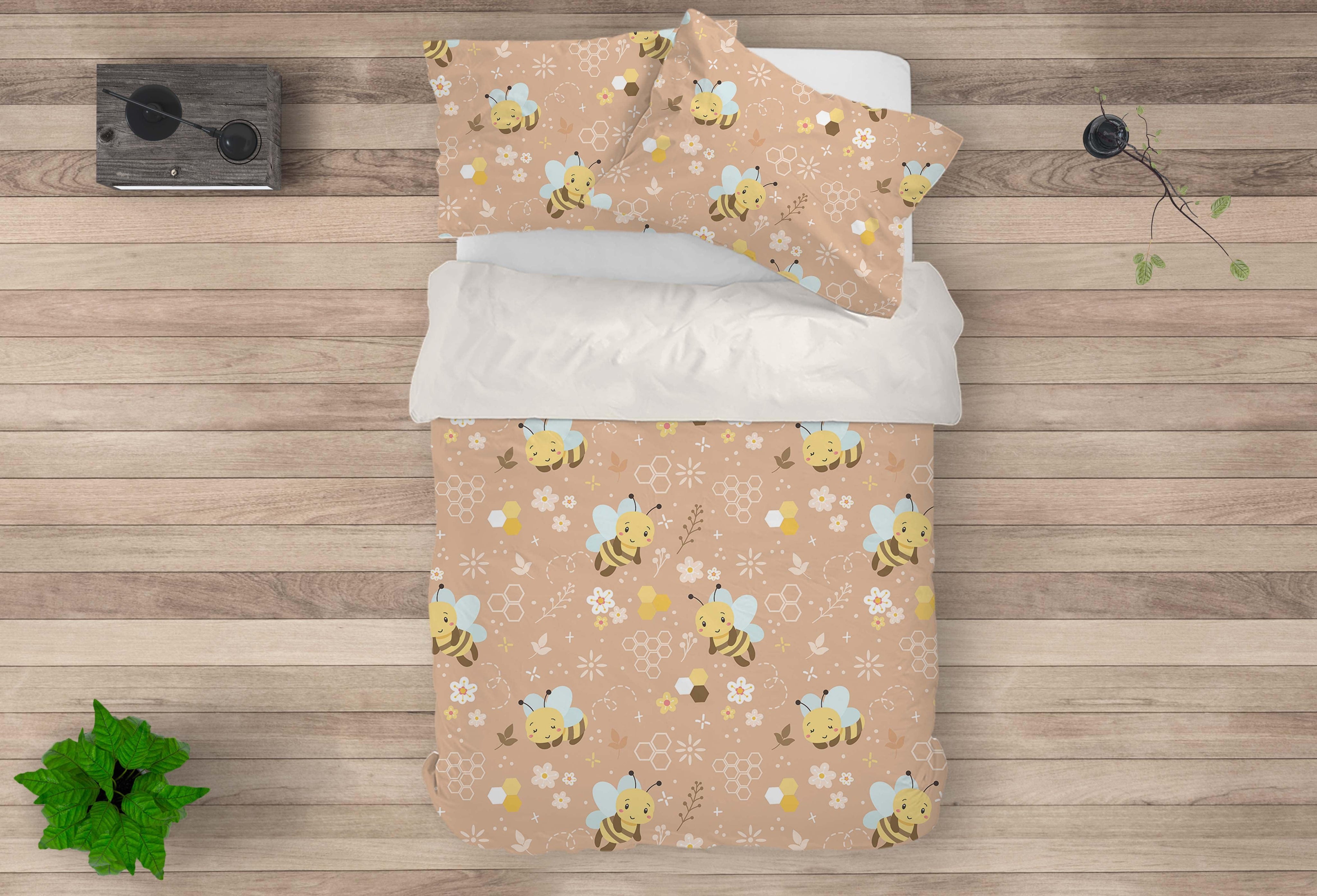 3D Cartoon Bumble Bee Quilt Cover Set Bedding Set Duvet Cover Pillowcases LXL- Jess Art Decoration