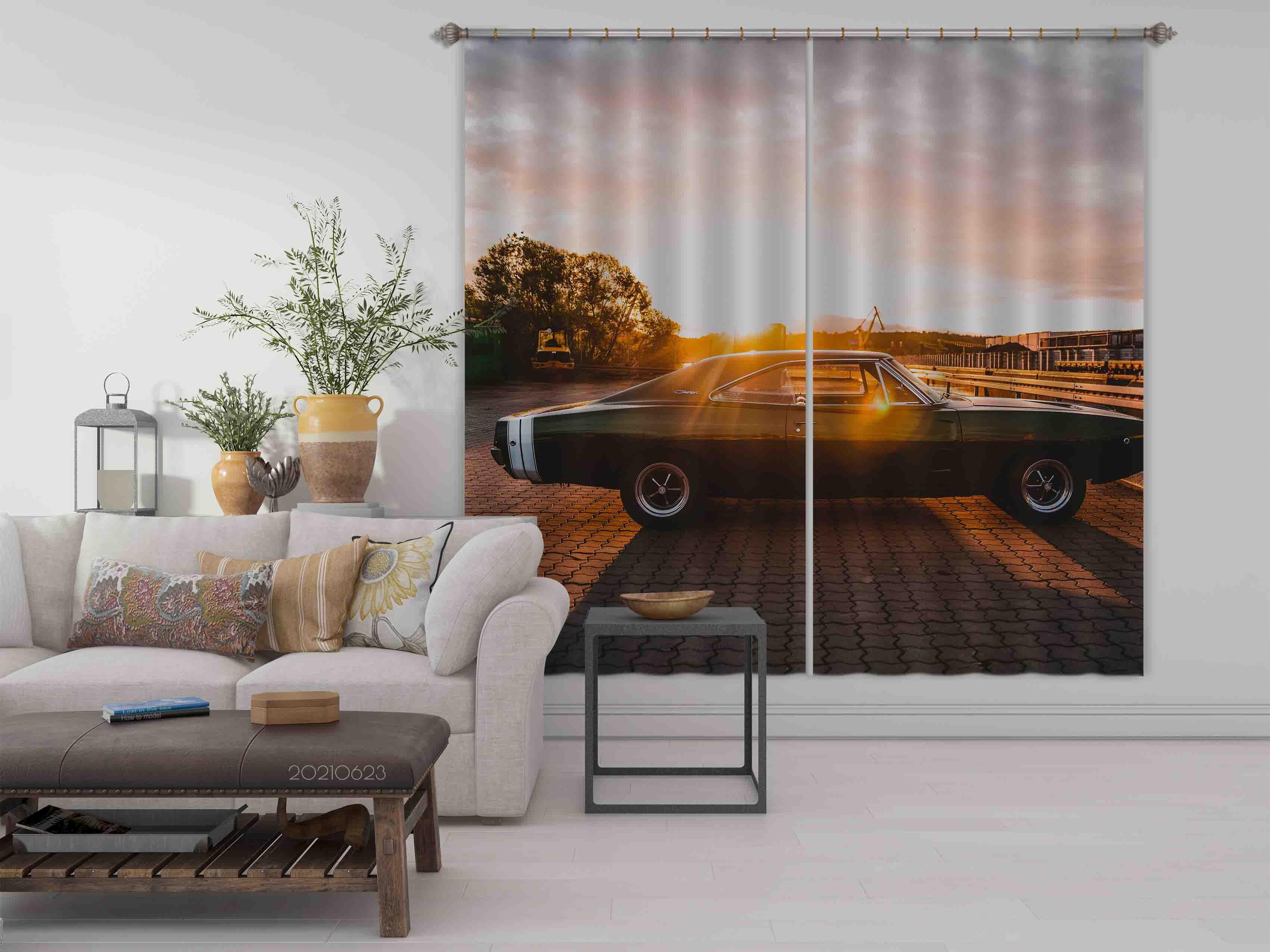 3D Sunset Sky Black Vehicle Curtains and Drapes LQH 51- Jess Art Decoration