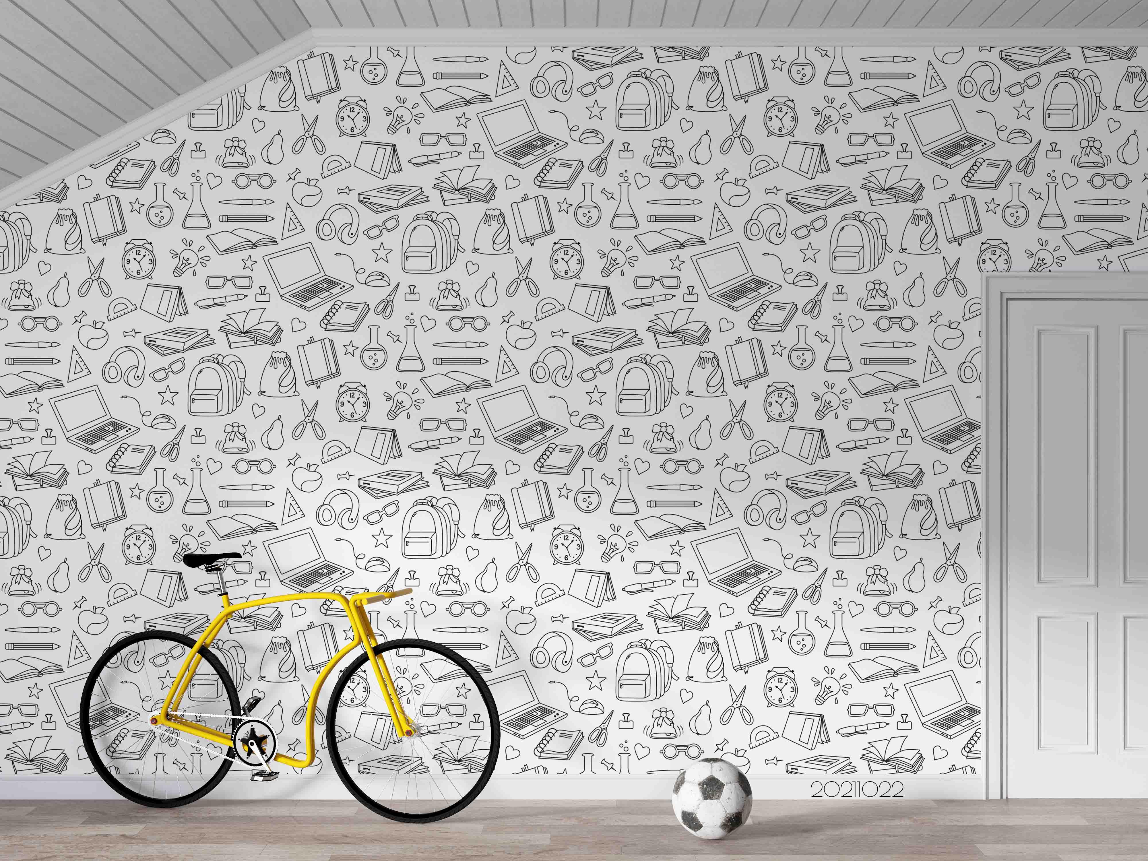 3D Abstract Art School Supplies Graffiti Wall Mural Wallpaper LQH 3- Jess Art Decoration