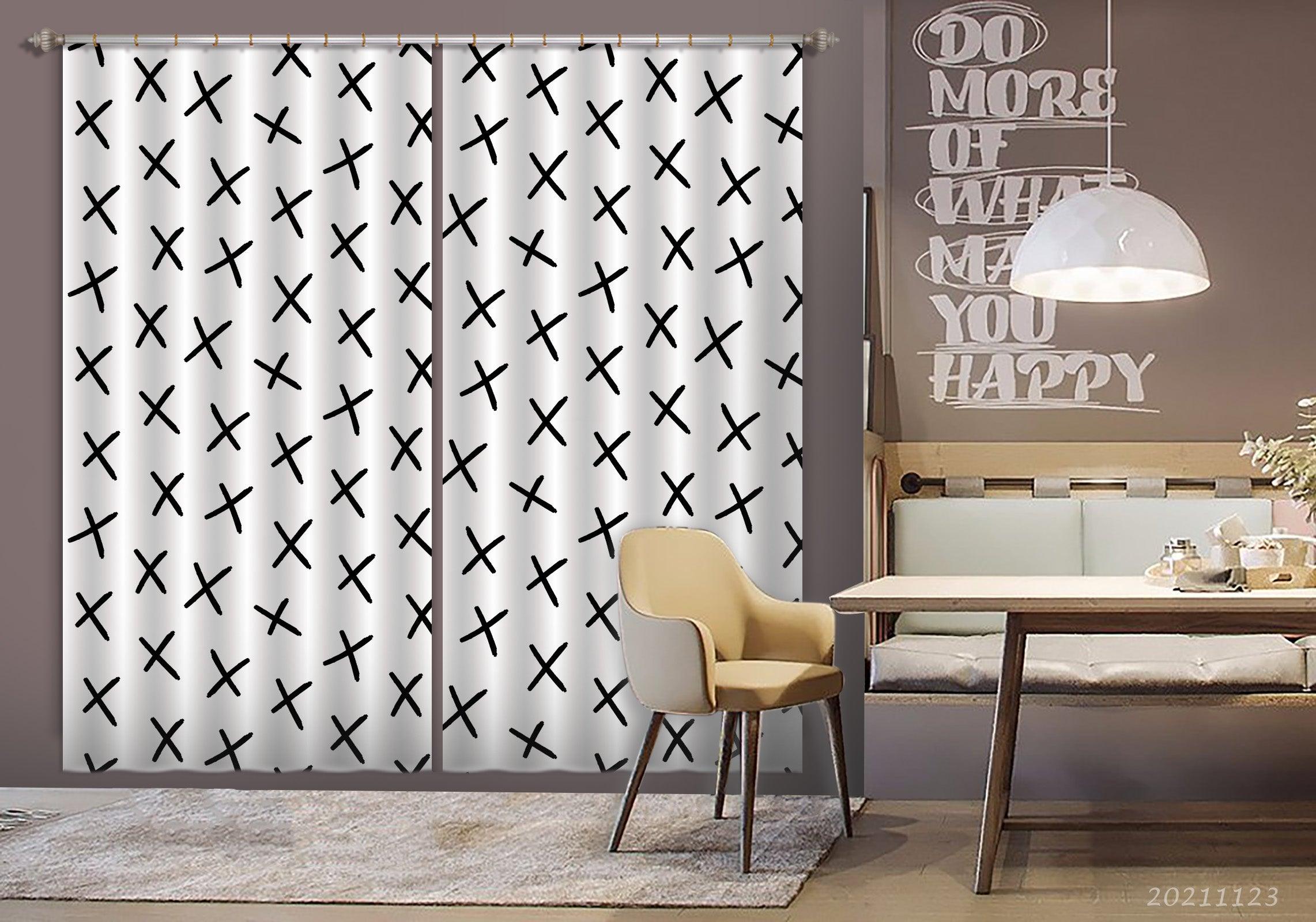 3D Abstract Black Geometric Graphic Curtains and Drapes LQH 28- Jess Art Decoration