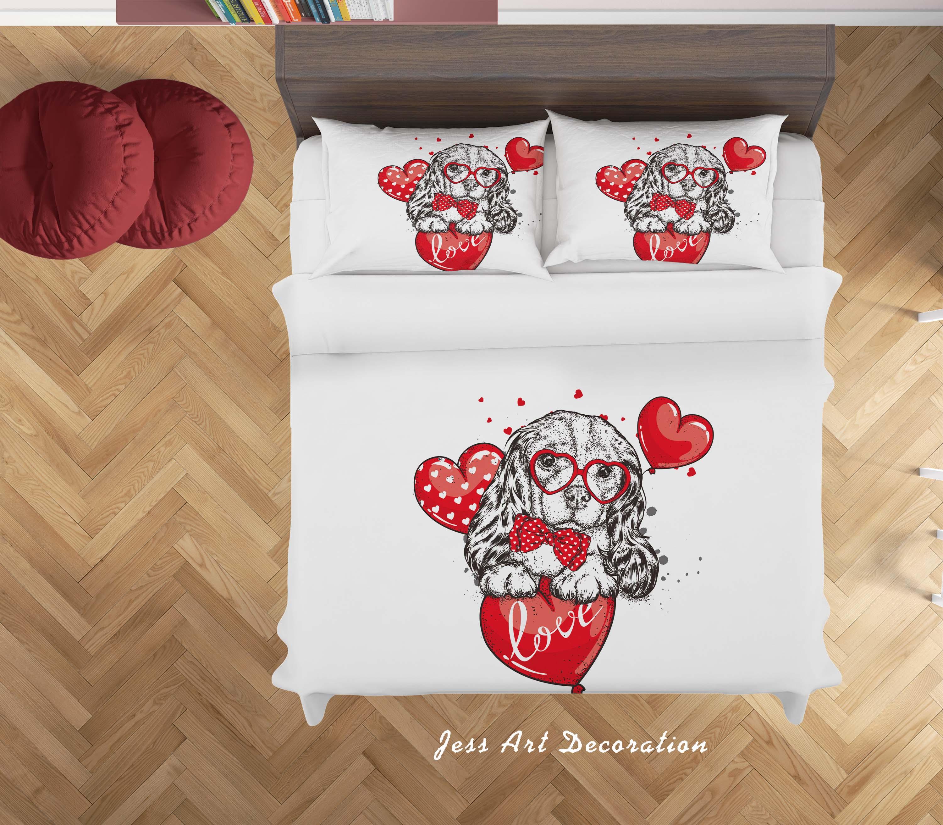 3D White Red Dog Balloon Quilt Cover Set Bedding Set Duvet Cover Pillowcases SF160- Jess Art Decoration